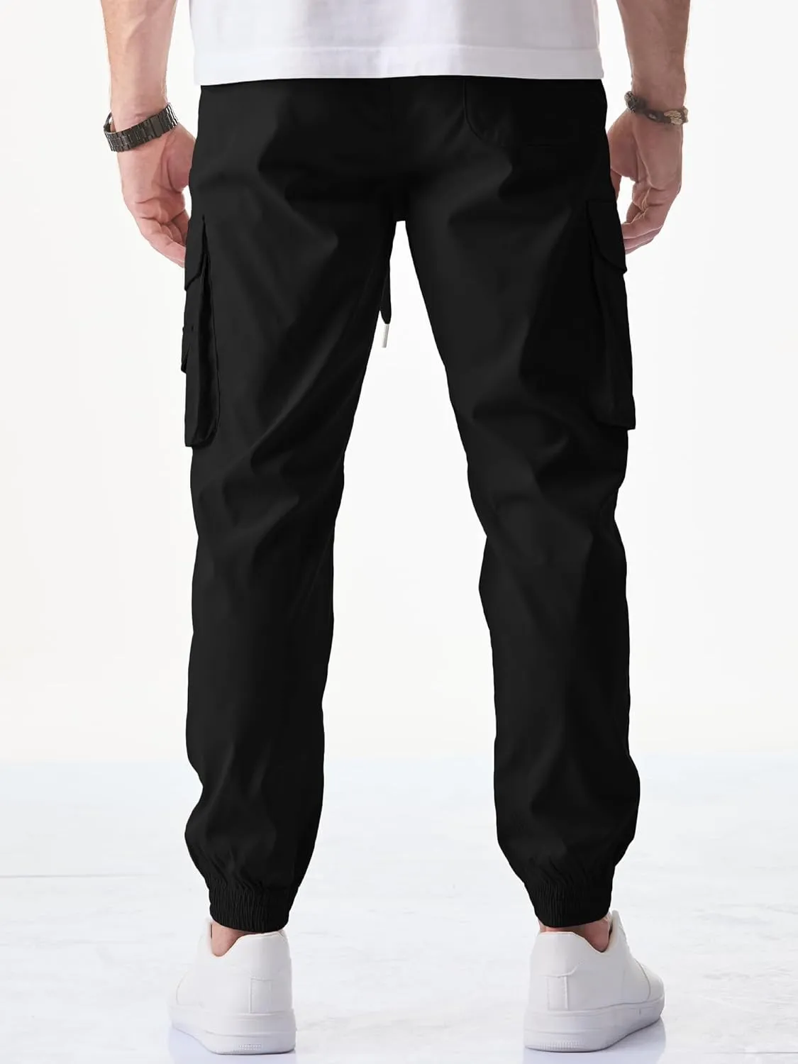 JMIERR Men's Casual Cargo Joggers Pants Stretch Elastic Waist Drawstring Tapered Sweatpants with Pockets