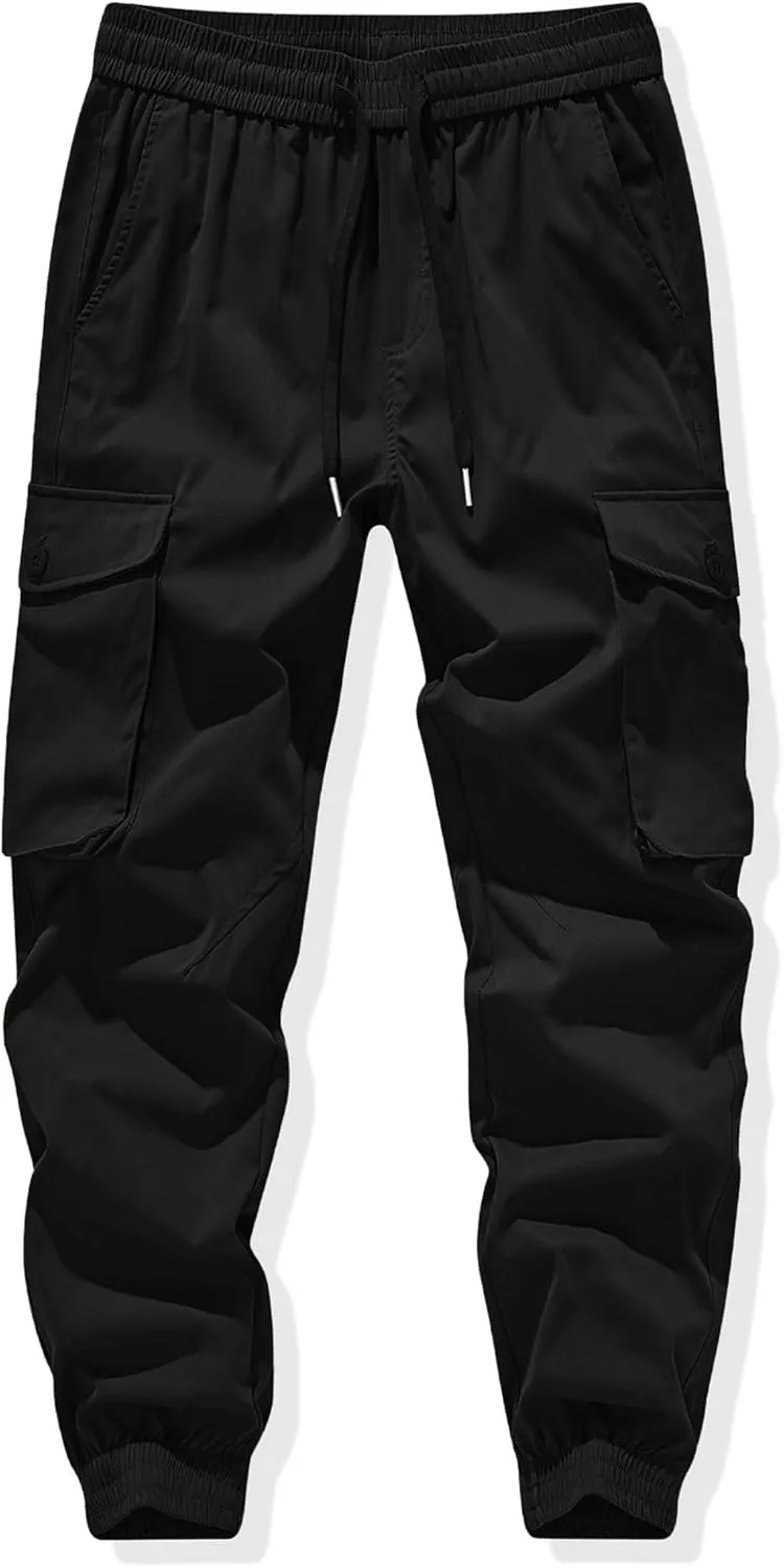 JMIERR Men's Casual Cargo Joggers Pants Stretch Elastic Waist Drawstring Tapered Sweatpants with Pockets