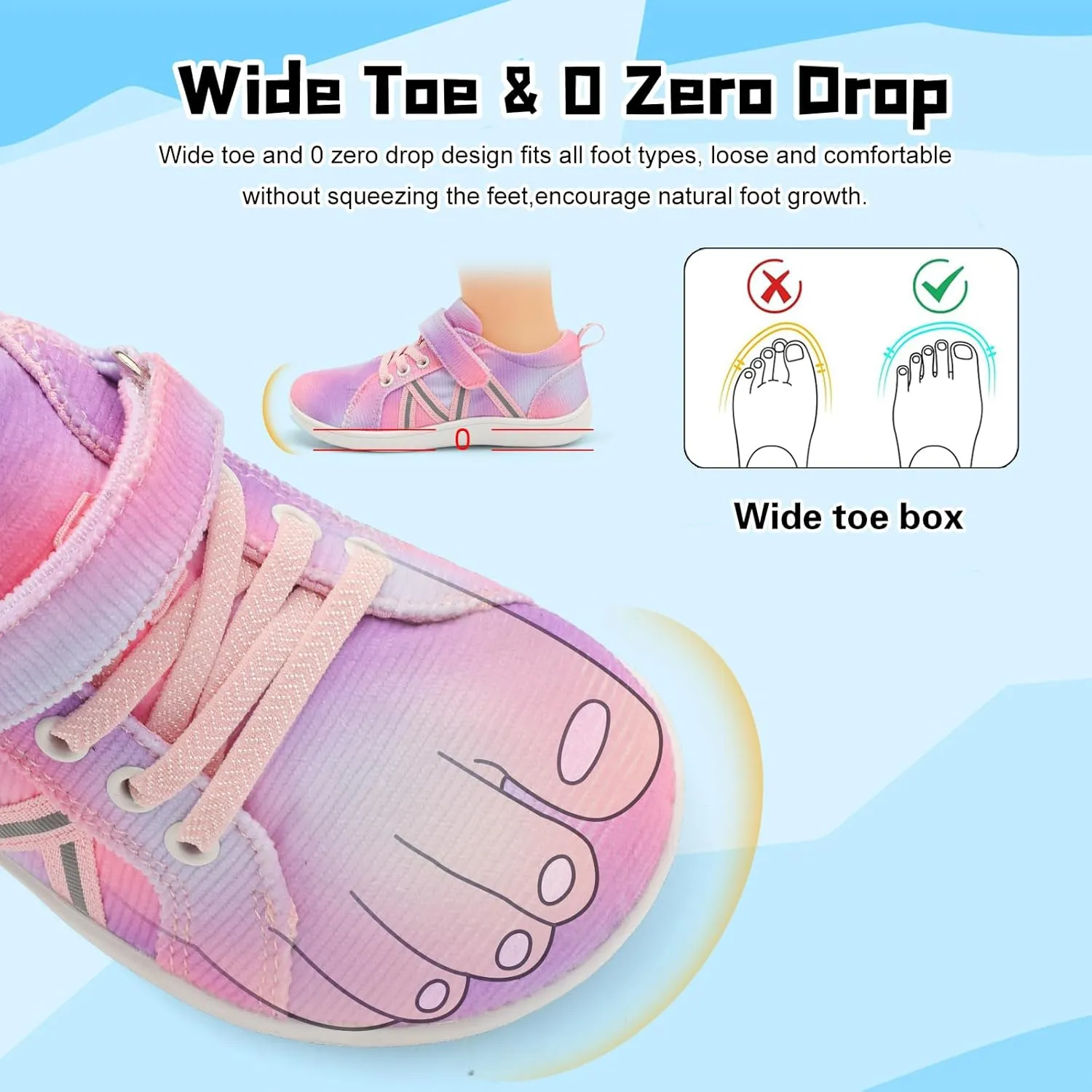 JOINFREE Toddler Shoes Boys Girls Wide Barefoot Shoes Little Kids Minimalist Sneakers Zero Drop Casual Walking Shoes Breathable Tennis Shoes Indoor Outdoor