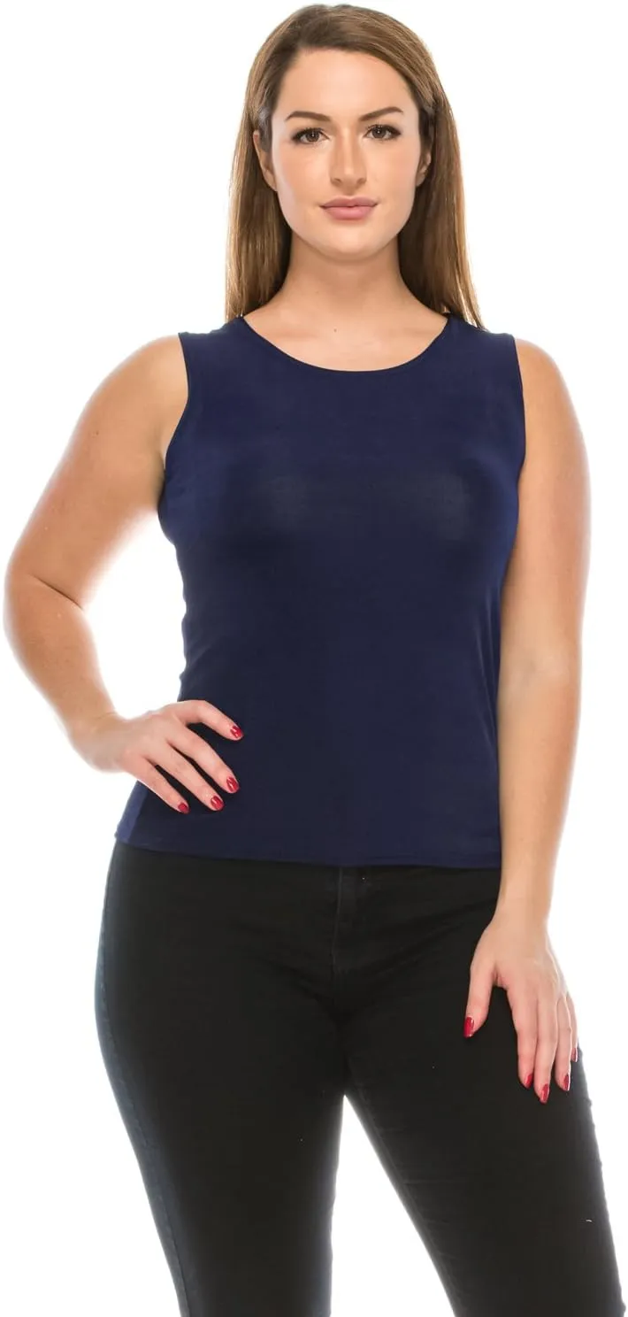 Jostar Women's Basic Tank Top – Sleeveless Round Neck Stretch Casual Solid T Shirts