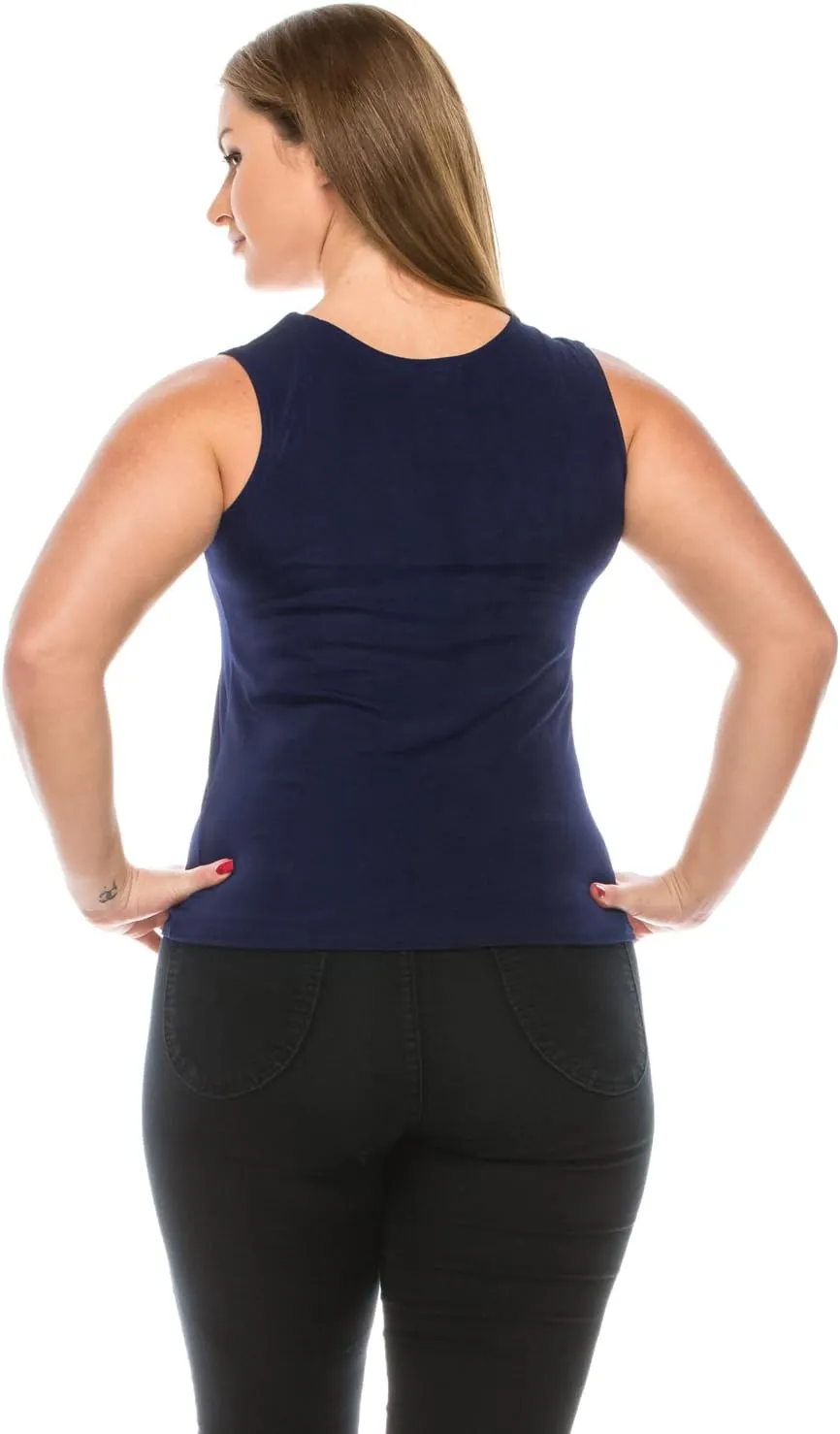 Jostar Women's Basic Tank Top – Sleeveless Round Neck Stretch Casual Solid T Shirts