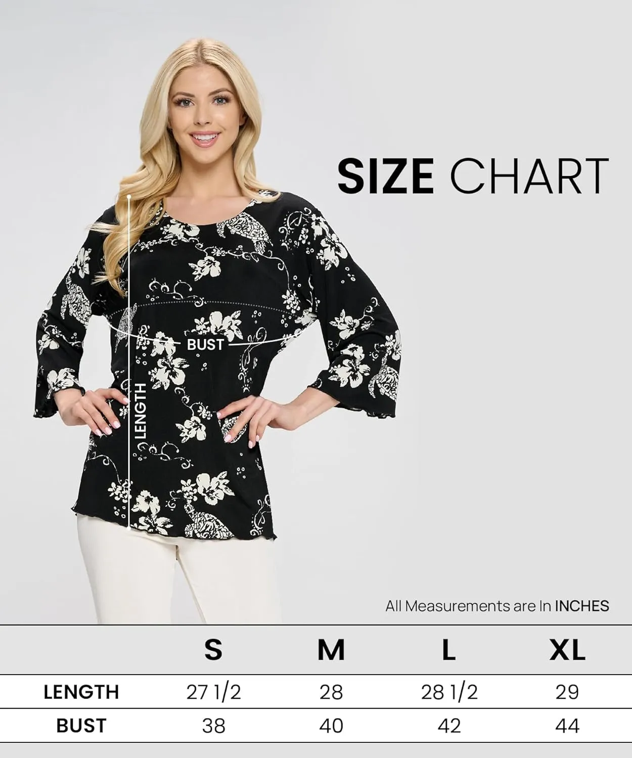 Jostar Women's Print T Shirt - 3/4 Sleeve Merrow Hem Round Neck Stretch Printed Casual Top Blouse