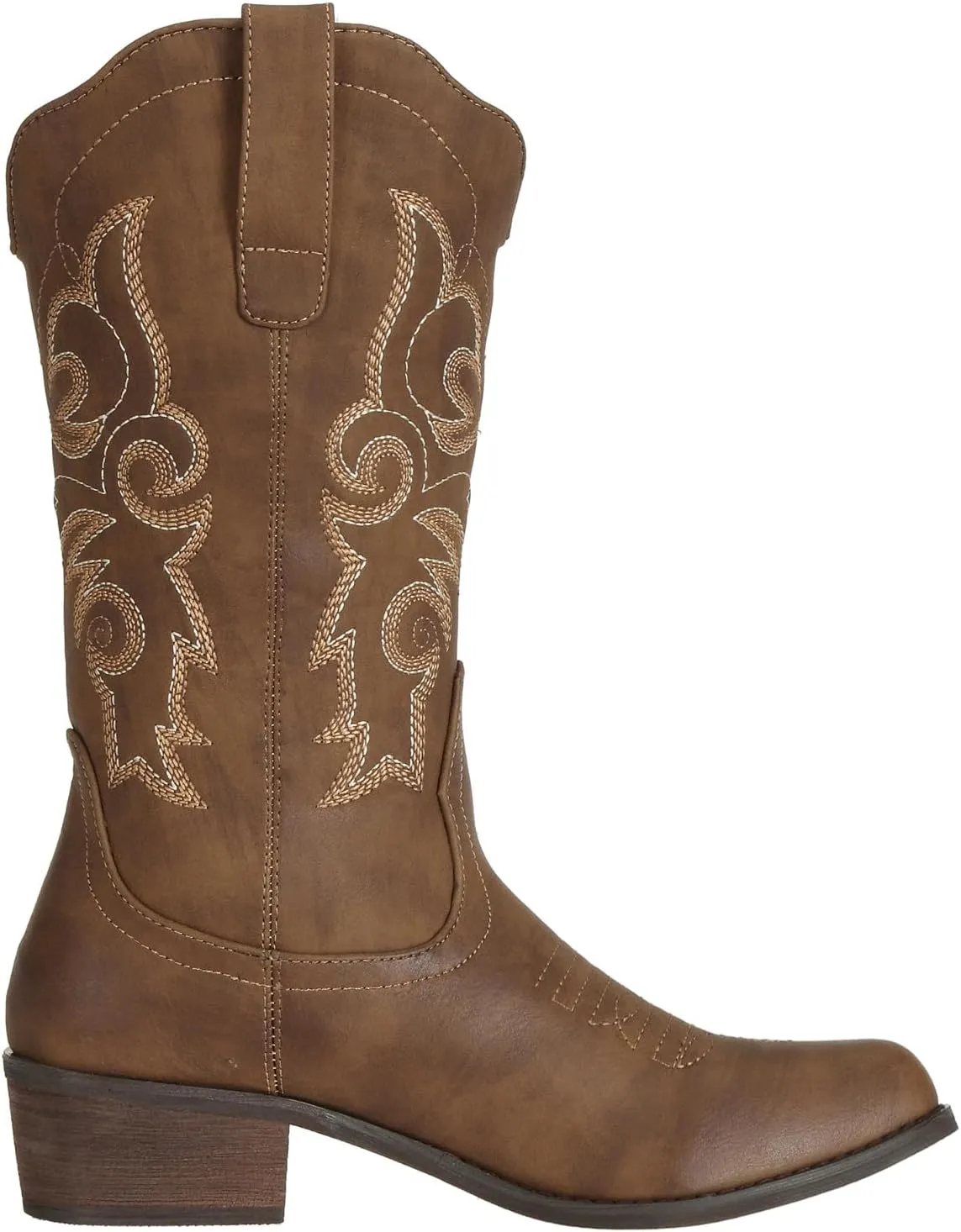 J's.o.l.e Western Cowgirl Cowboy Boots for Women Mid Wide Calf Pointed Toe Riding Country Brown Black Boots