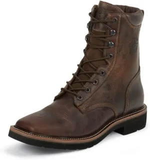 Justin Boot Company Men's Stampede Rugged Soft Toe Lace Up Work Boots Tan 10 D