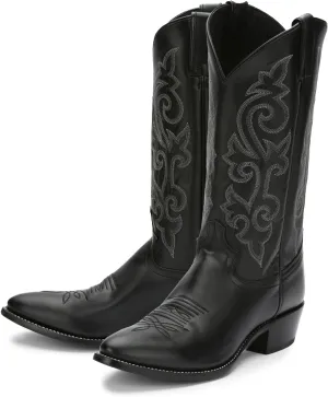 Justin Buck 13" Cowboy Boots for Men - Durable Premium Full-Grain Leather Round Toe Western Boots Build with Cushioned Insole & Full Welt Construction, Black - 8.5 EE