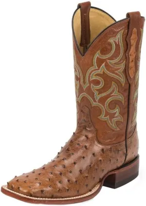 Justin Mens FQ Ostrich Cognac Waxy Boots