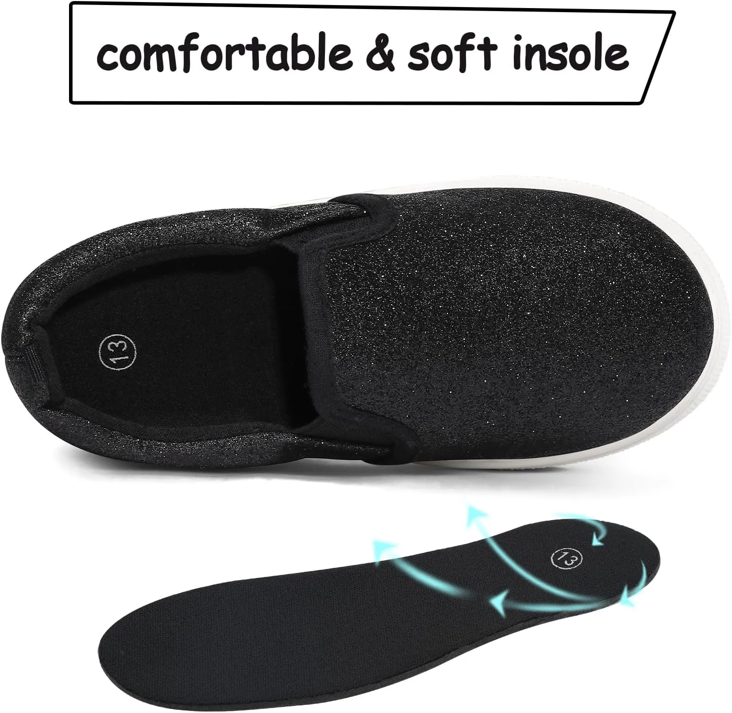 K KomForme Toddler Sneakers for Girls Boys Slip On Canvas Walking Shoes