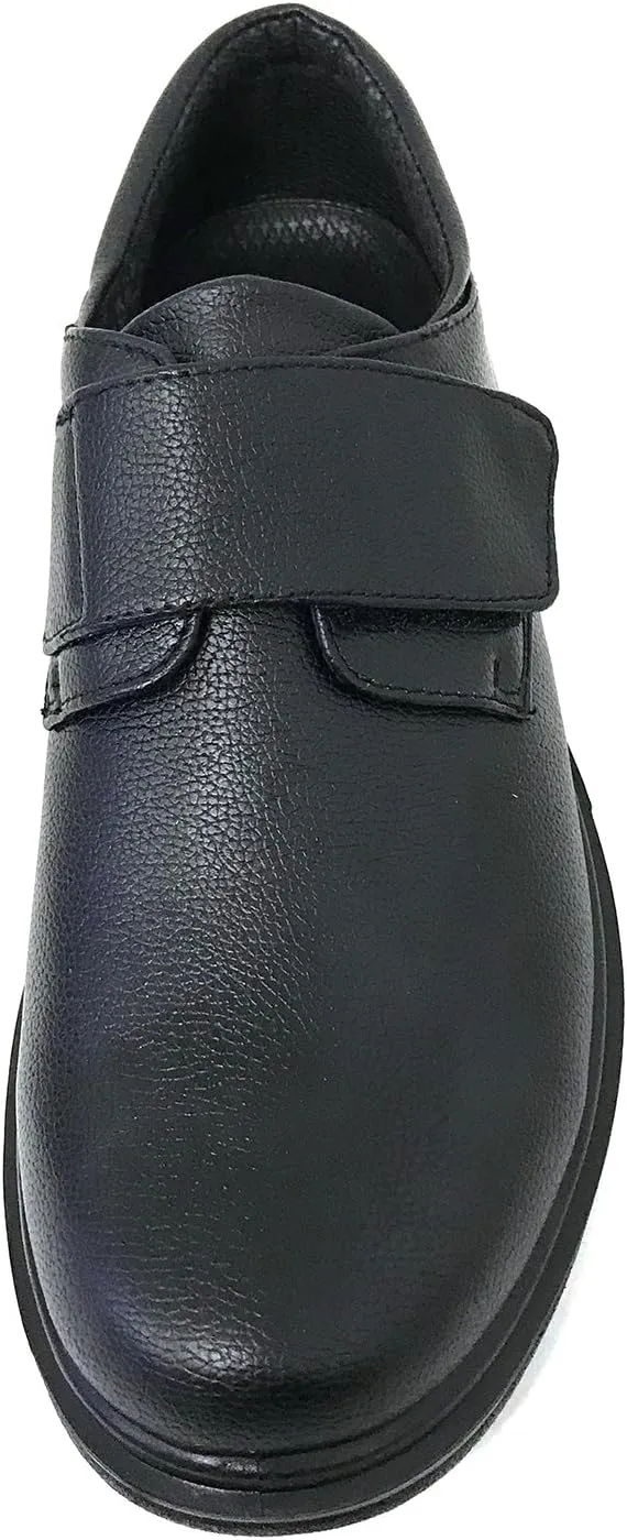 K02S Mens Comfort Loafers Slip and Oil Resistant Air Cushion Slip-On Restaurant Work Shoe, Black