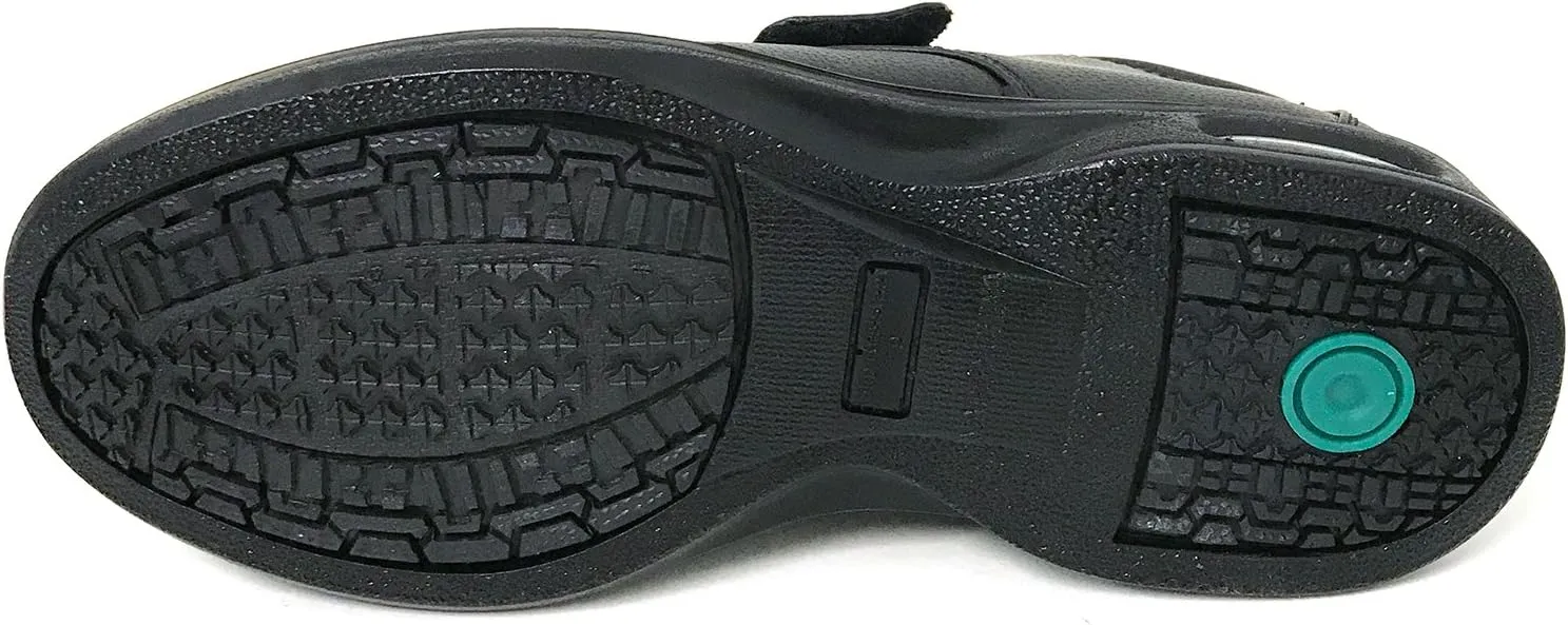 K02S Mens Comfort Loafers Slip and Oil Resistant Air Cushion Slip-On Restaurant Work Shoe, Black