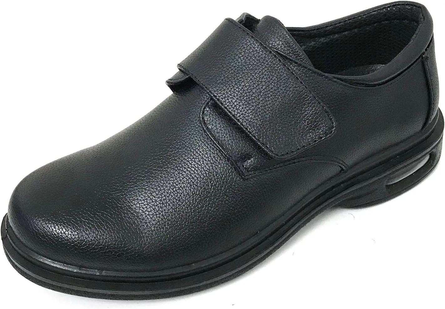 K02S Mens Comfort Loafers Slip and Oil Resistant Air Cushion Slip-On Restaurant Work Shoe, Black
