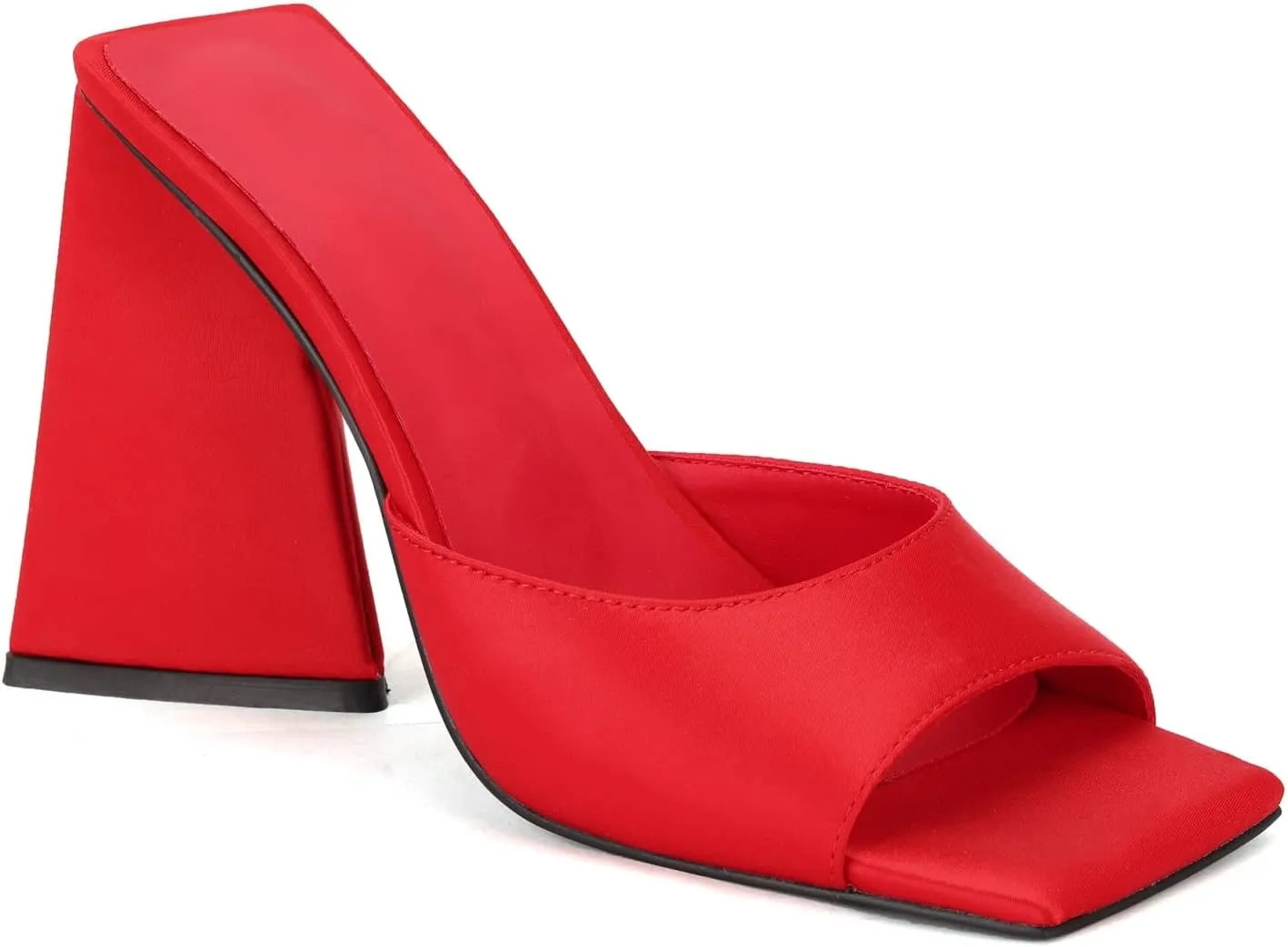 keleimusi Women's Trendy Square Toe Block Heel Dress Mules with Wide Strap