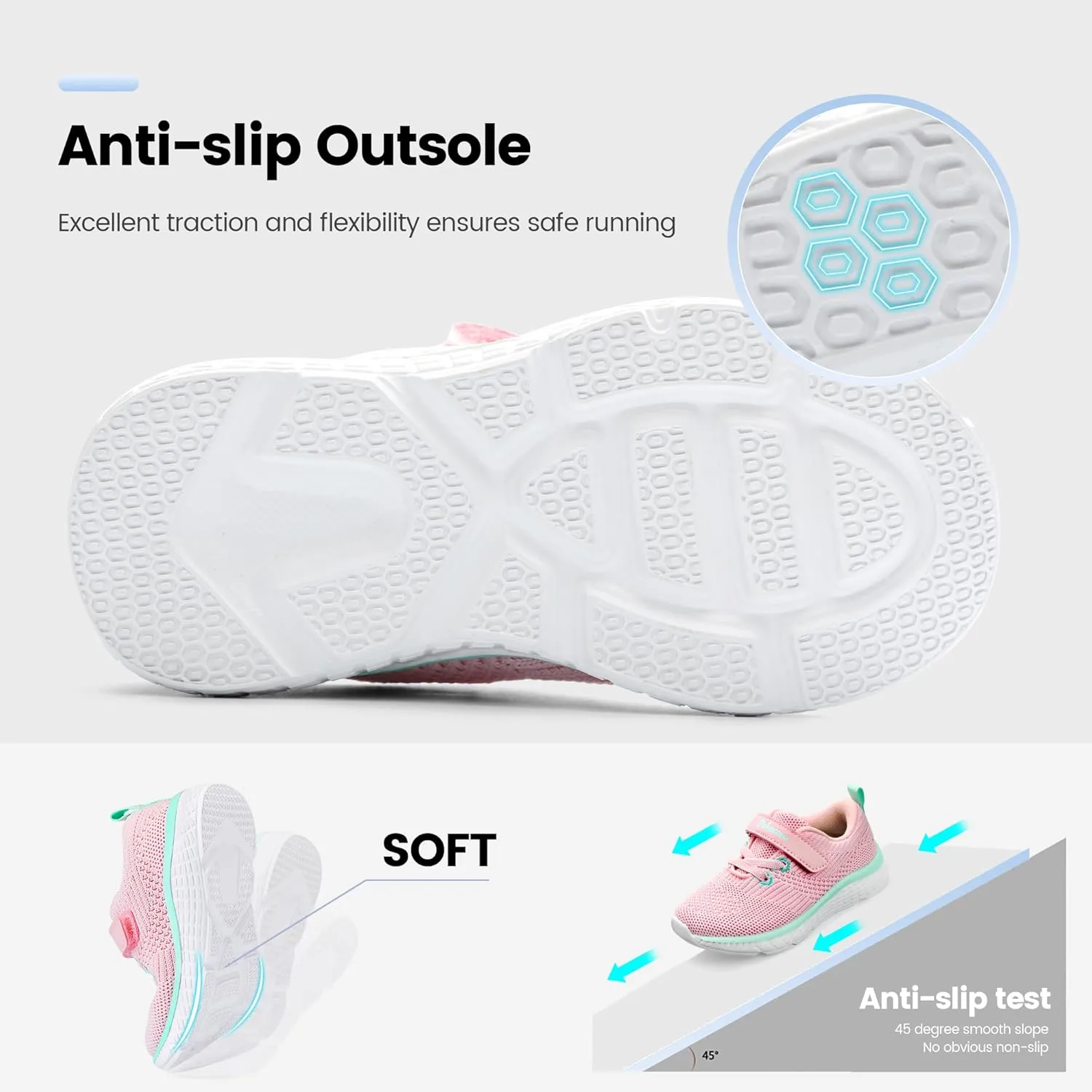 Kids Sneakers for Boys Girls Athletic Running Walking Shoes Lightweight Sports Tennis Shoes Adjustable Strap Sneaker for Little Kid Big Kid Gym School
