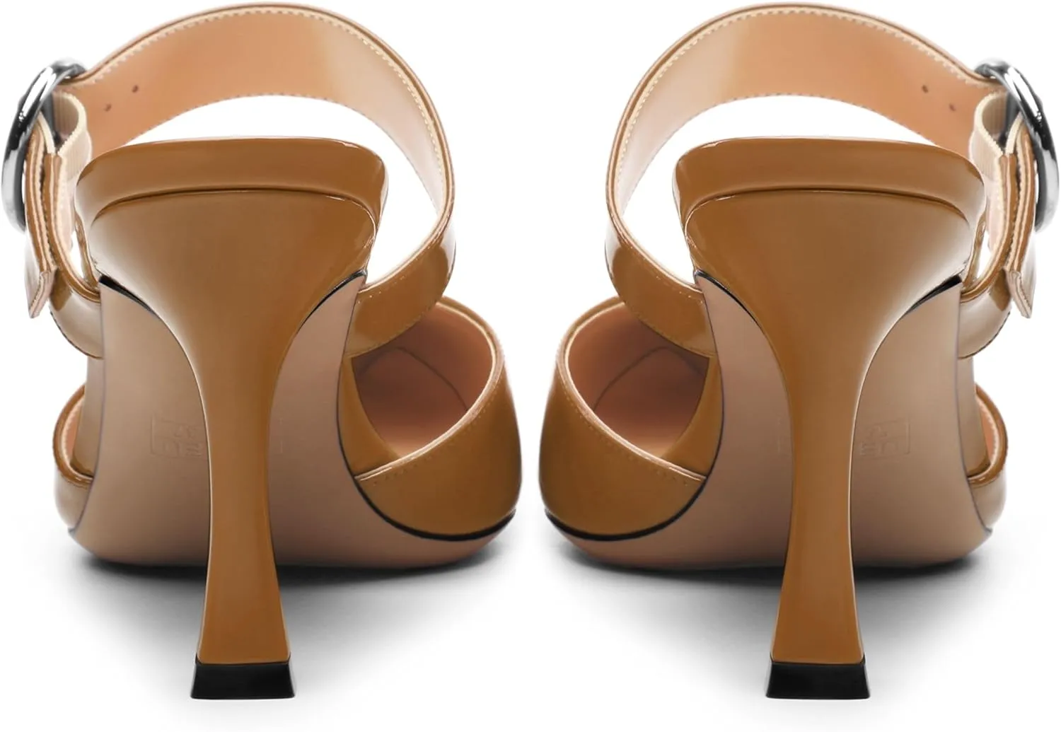 Kitten Heels Mules for Women - Pointed Toe Single-Strap with Round Buckle Slip-on Sandals Womens Party Wedding Pumps Stiletto
