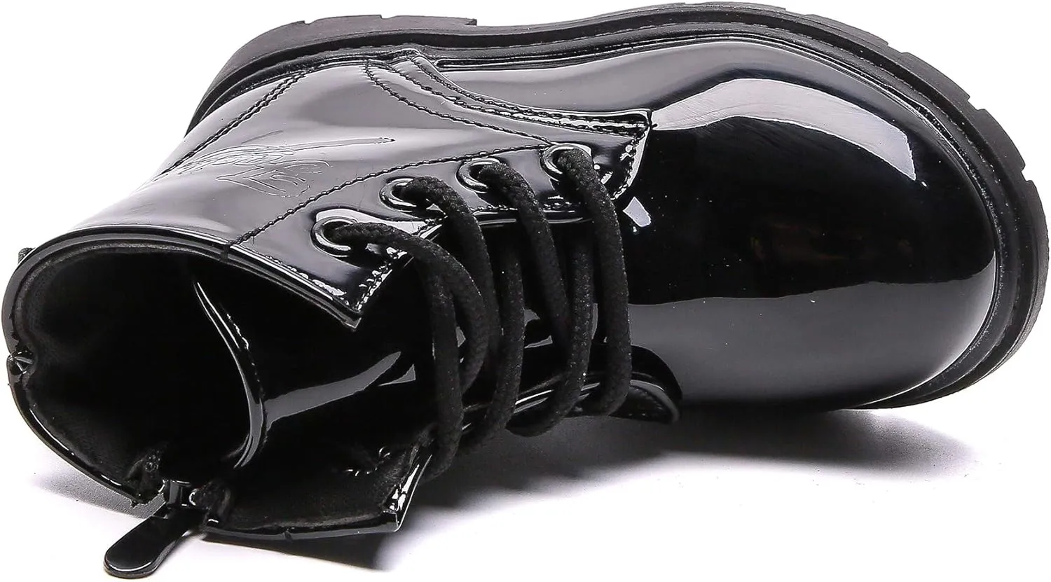 Komfyea Autumn Leather Combat Zipper Lace Up Boots （Toddler/Little Kids） Children Winter Ankle Boots