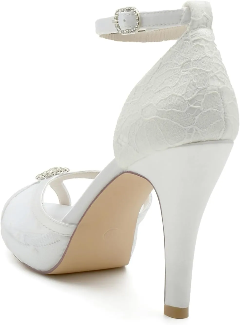 Lace Wedding Shoes for Bride High Heel Bridal Shoes Clear Mesh Peep Toe Platform Heels10cm