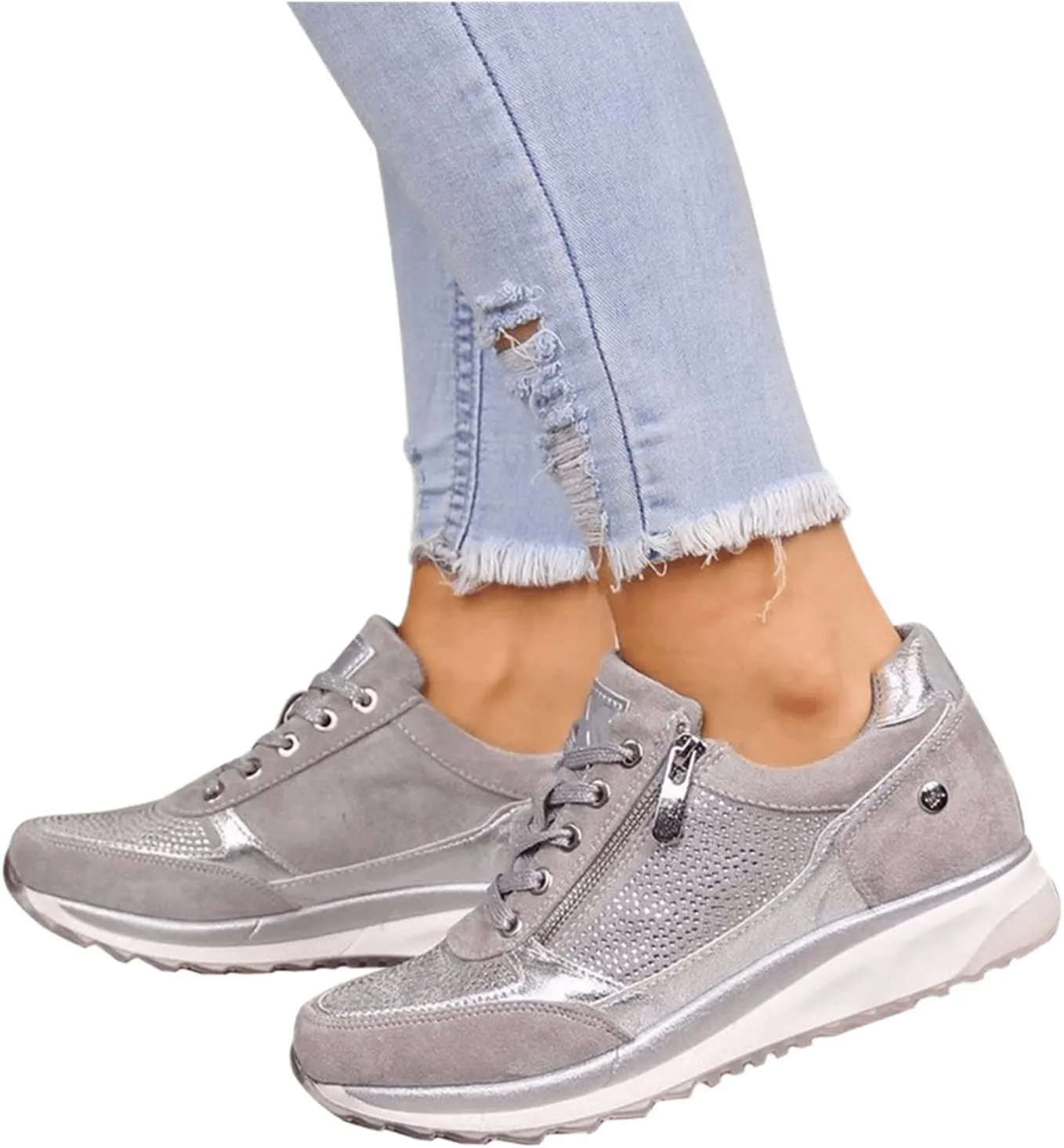 Ladmiple Shoes For Women Sneakers Slip Ons Walking Shoes Casual Lace Up Dressy Summer Fashion Cute Platform Flats Loafer