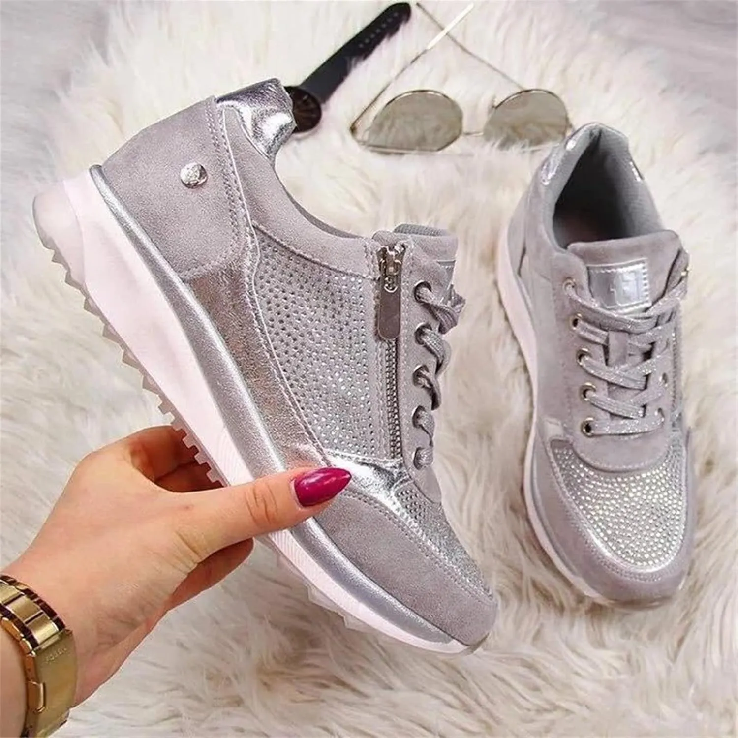 Ladmiple Shoes For Women Sneakers Slip Ons Walking Shoes Casual Lace Up Dressy Summer Fashion Cute Platform Flats Loafer