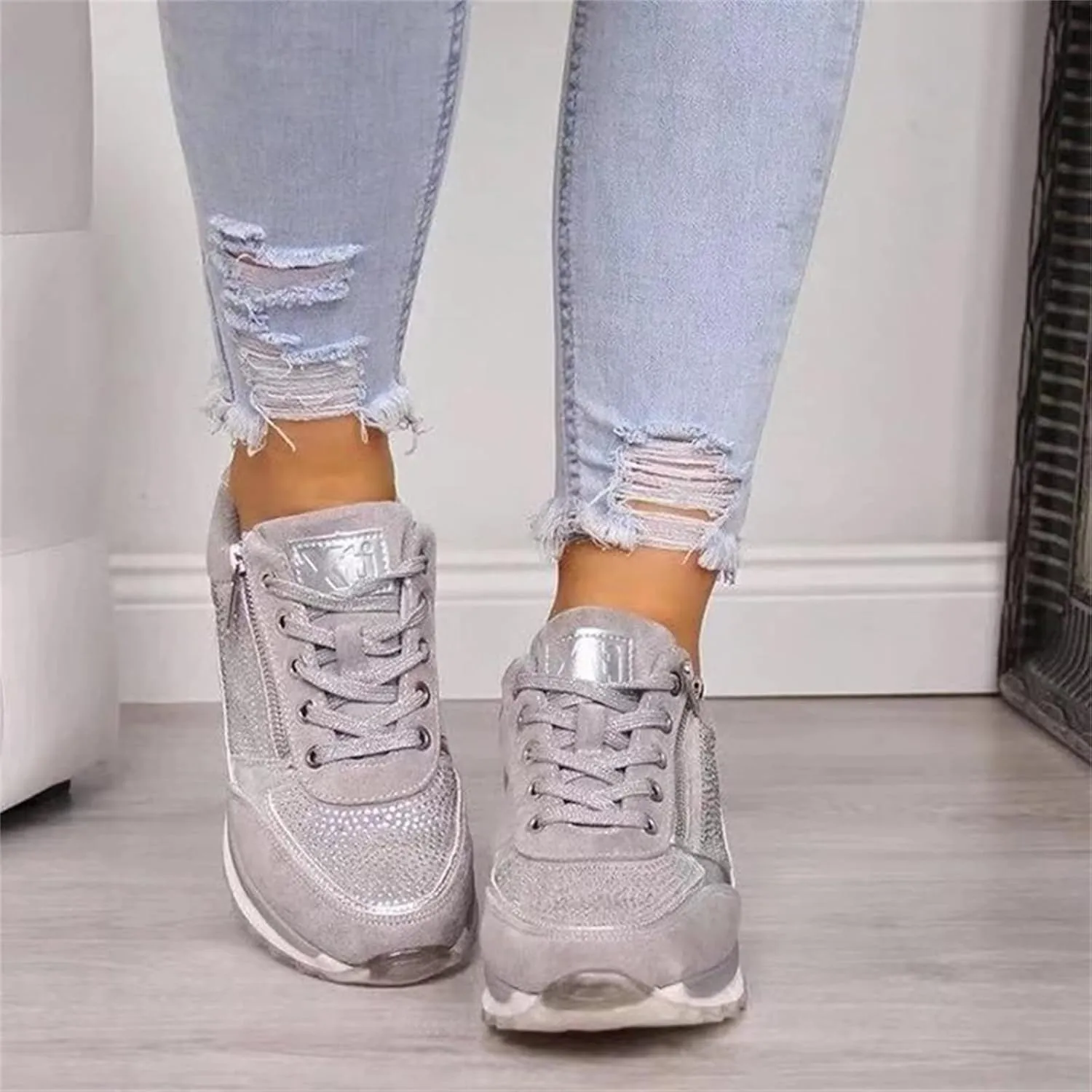 Ladmiple Shoes For Women Sneakers Slip Ons Walking Shoes Casual Lace Up Dressy Summer Fashion Cute Platform Flats Loafer