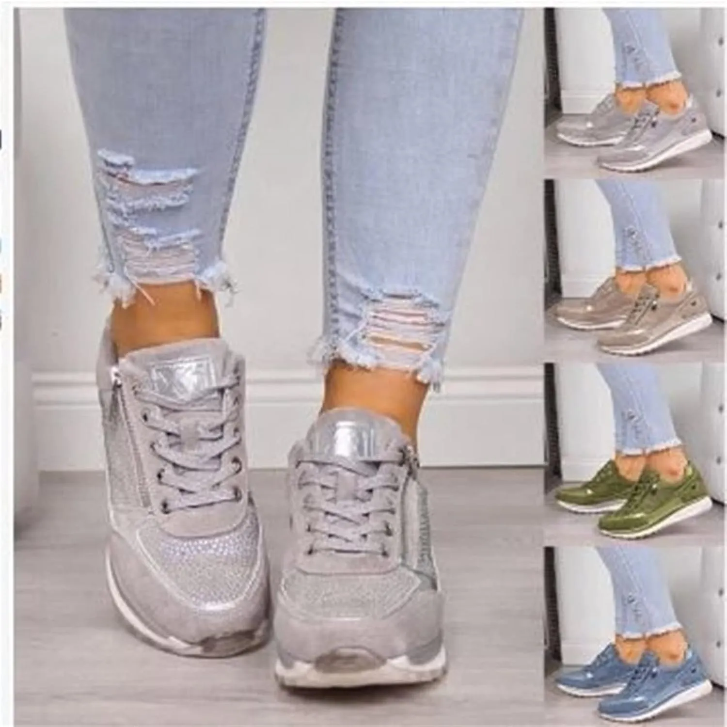 Ladmiple Shoes For Women Sneakers Slip Ons Walking Shoes Casual Lace Up Dressy Summer Fashion Cute Platform Flats Loafer