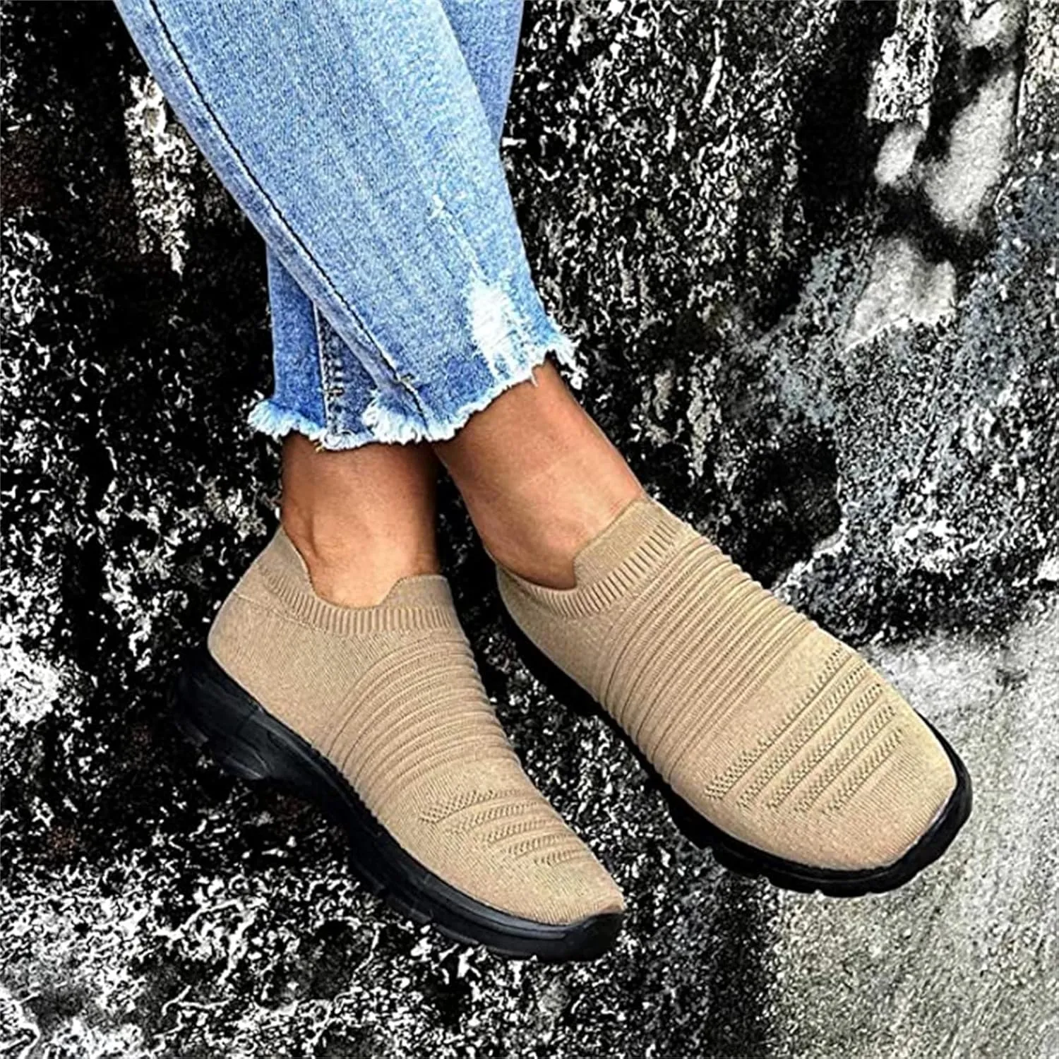 Ladmiple Sneakers For Women Slip On Platform Sneakers Casual Walking Shoes Dressy Summer Fashion Comfort Flats Loafers