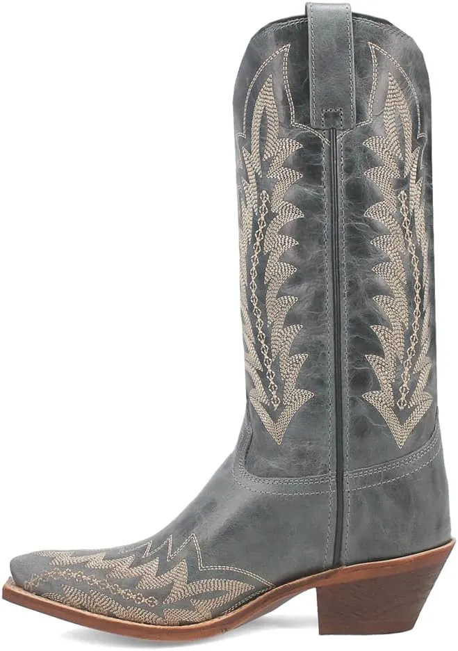 Laredo Womens Emmylee Embroidered Snip Toe Casual Boots Mid Calf Low Heel 1-2" - Blue