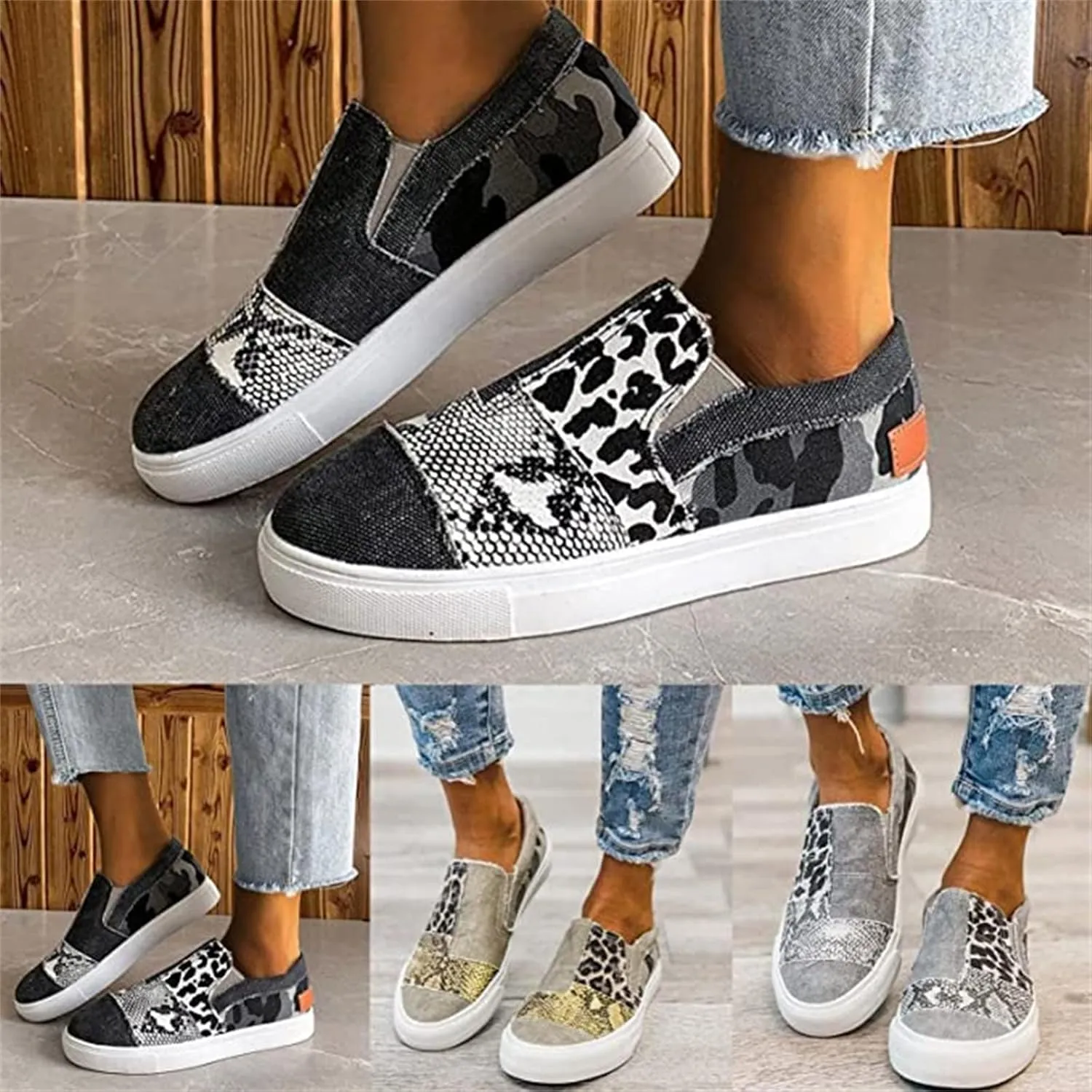 Lausiuoe Christmas Shoes For Women Flats Canvas Shoes Low Cut Casual Walking Sneaker Classic Fashion Soft Comfort Slip On Loafers