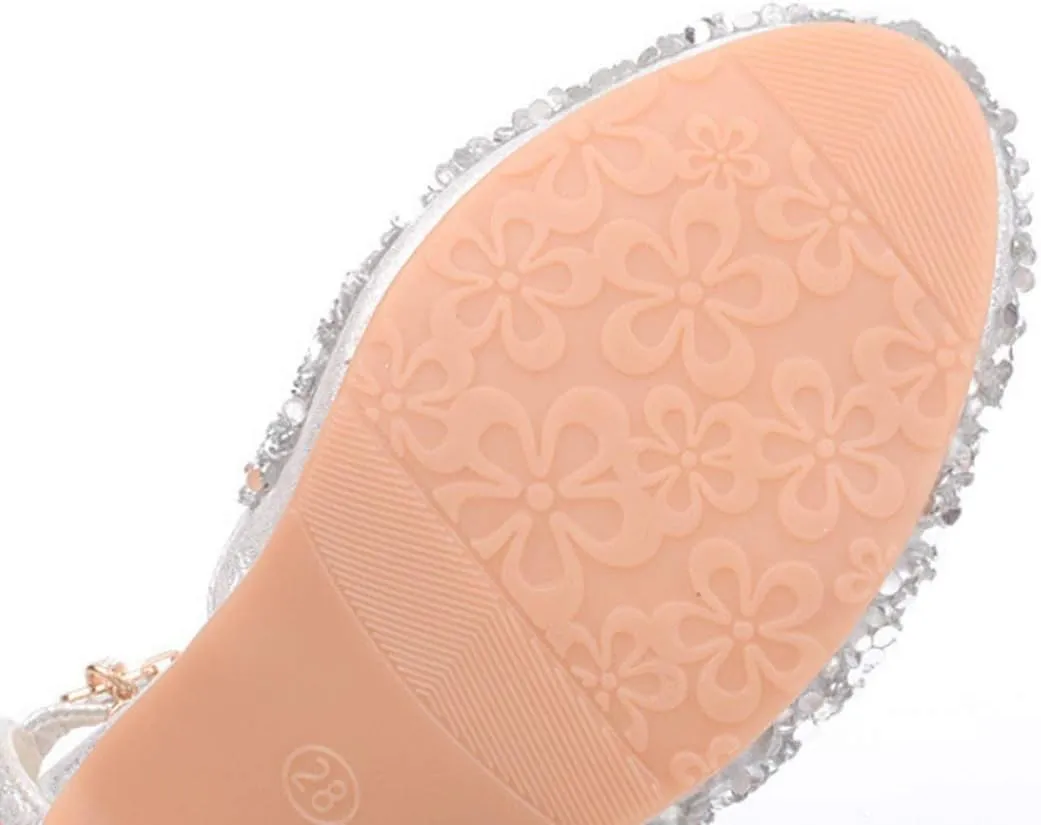 LFHT Little Kids Girls Dress Pumps Glitter Sequins Princess Low Heels Mary Jane Party Dance Shoes Rhinestone Sandals