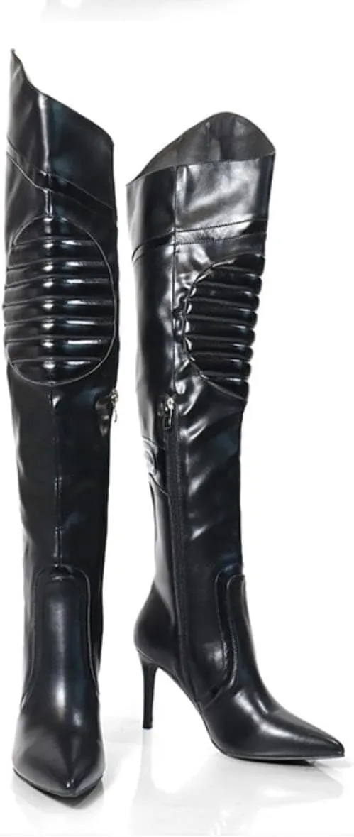 Liliana Women's Mantra-1 Pointed Toe Motersport Over The Knee High Boot With Stiletto Heel