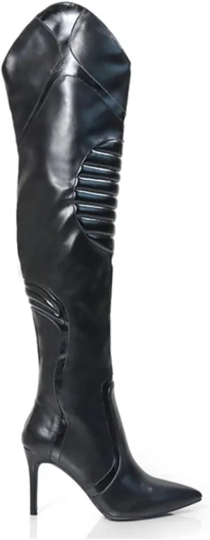 Liliana Women's Mantra-1 Pointed Toe Motersport Over The Knee High Boot With Stiletto Heel
