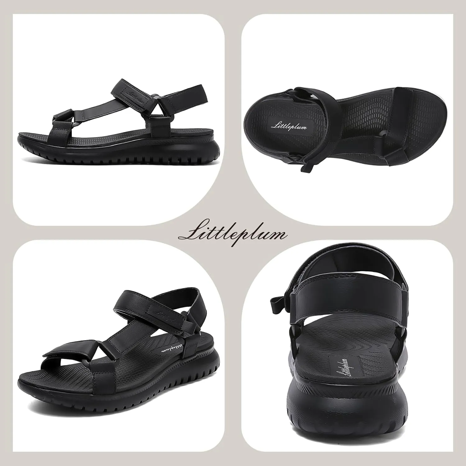 Littleplum Women's Sandals Casual Summer Water Beach Sandals With Arch Support Adjustable Athletic Sandals for Traveling Walking Camping