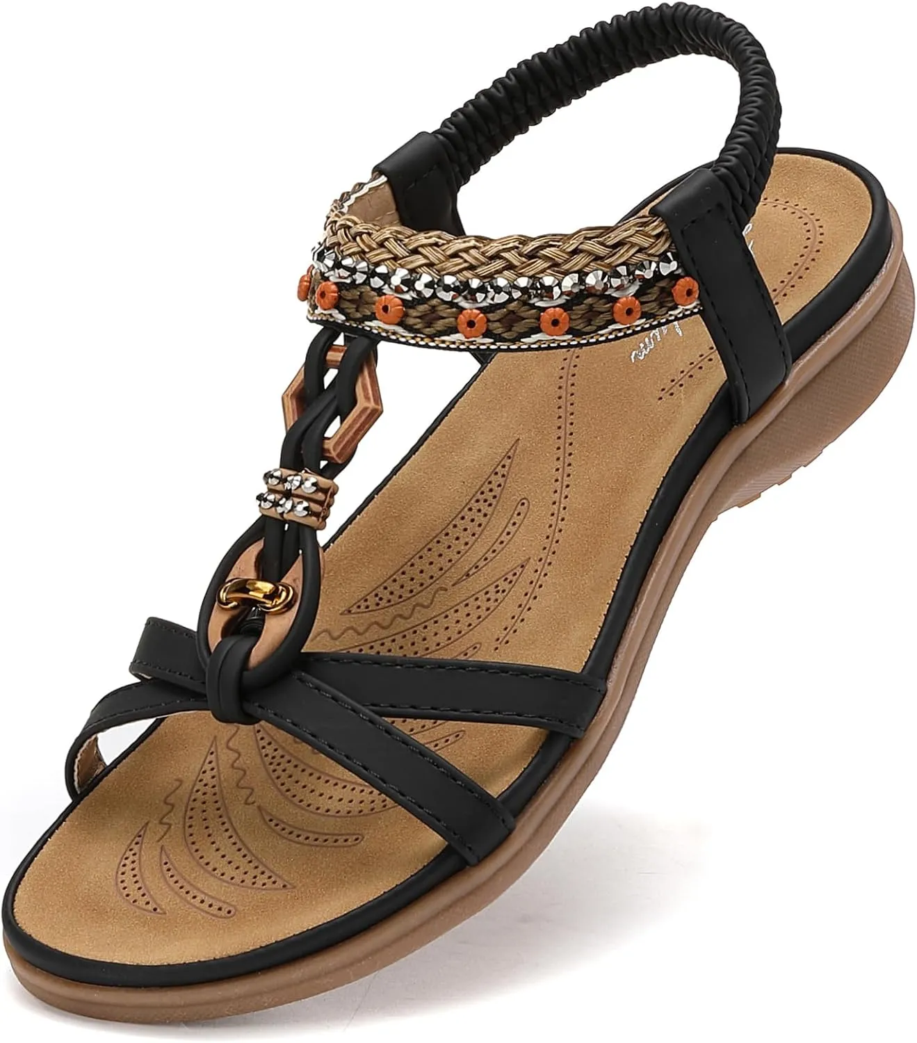 Littleplum Womens Sandals Comfort Arch Support Sandals Summer Walking Shoes Casual Ankle Elastic Flip Flops Sandals