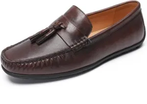 Loafers for Men - Genuine Leather Driving Moccasins with Tassels | Breathable Bean Shoes for Casual Comfort
