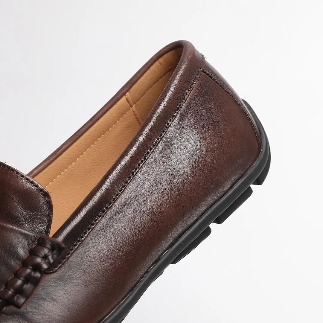 Loafers for Men - Genuine Leather Driving Moccasins with Tassels | Breathable Bean Shoes for Casual Comfort
