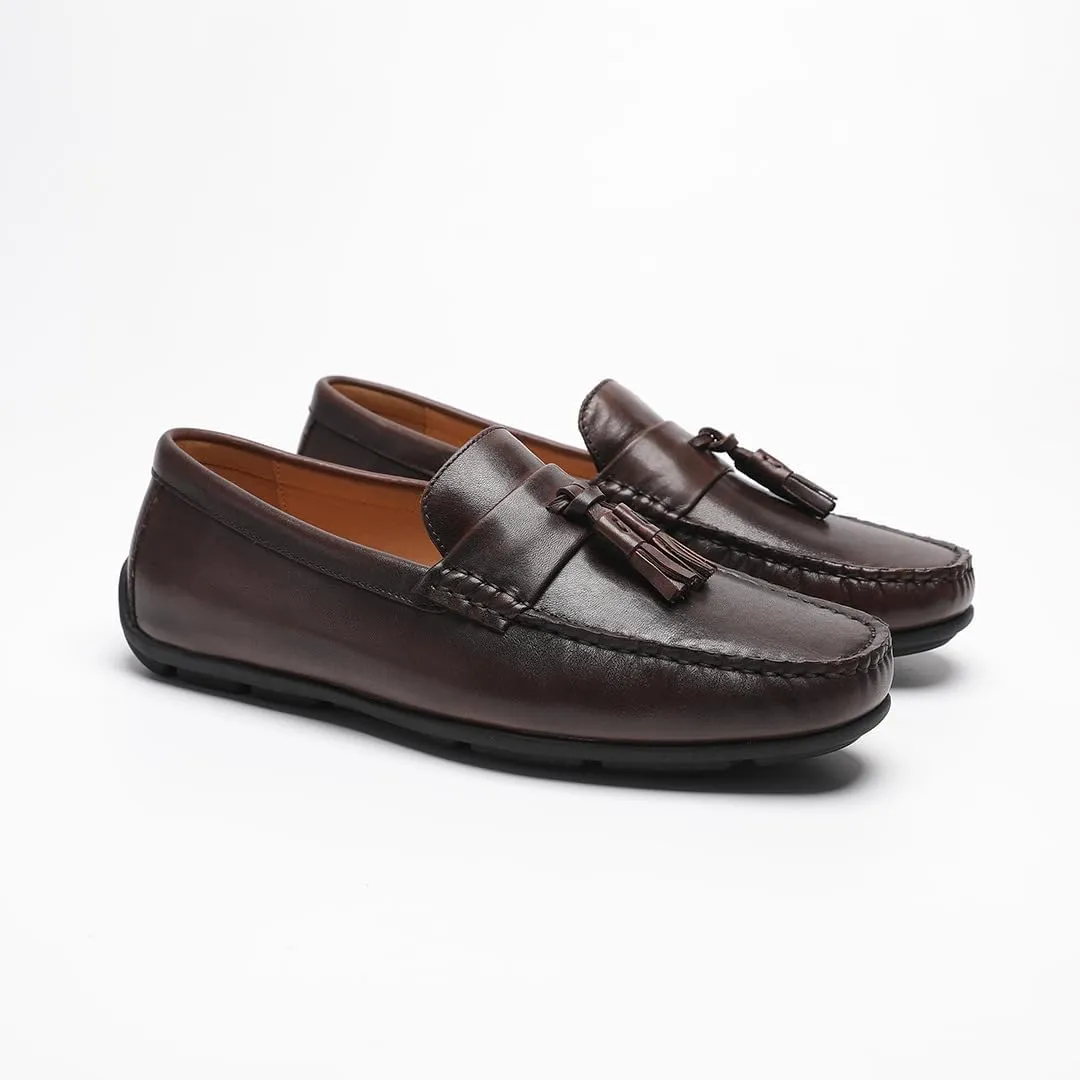 Loafers for Men - Genuine Leather Driving Moccasins with Tassels | Breathable Bean Shoes for Casual Comfort