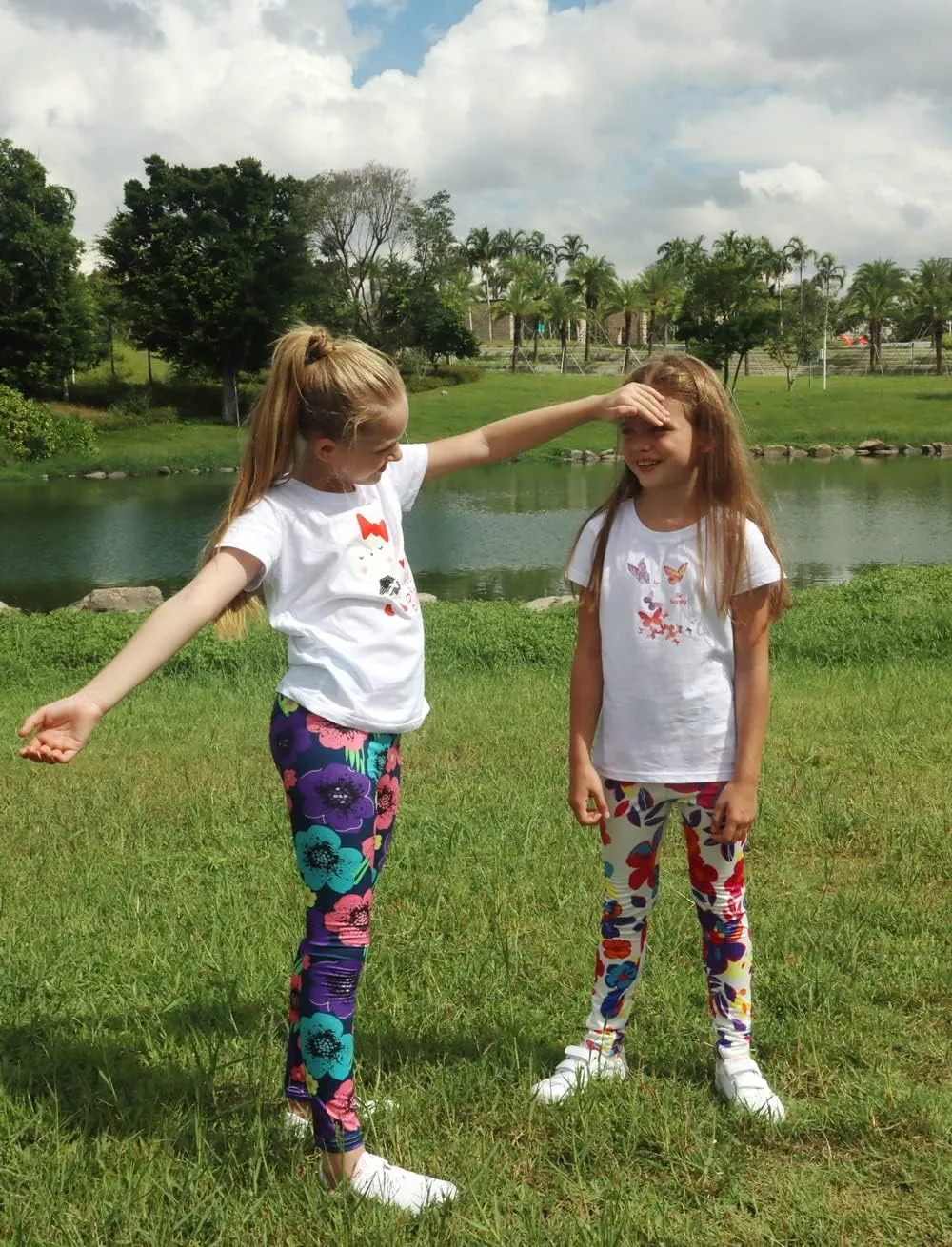 LUOUSE Girls' Leggings Full Length Comfy Pants Trousers 4-13 Years