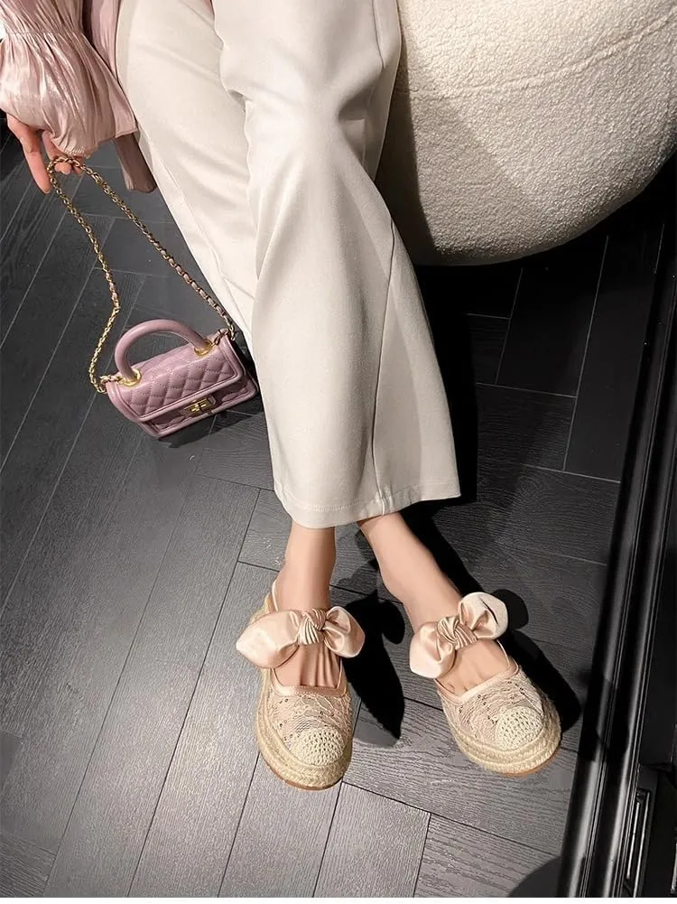 Mary Jane Espadrilles for Women Breathable Platform Flat Slip on Raffia Sandals Closed Toe Ladies Alpargatas Para Mujer Comfortable Walking Summer Vacation Beach Travel Causal Dressy Woven Rattan