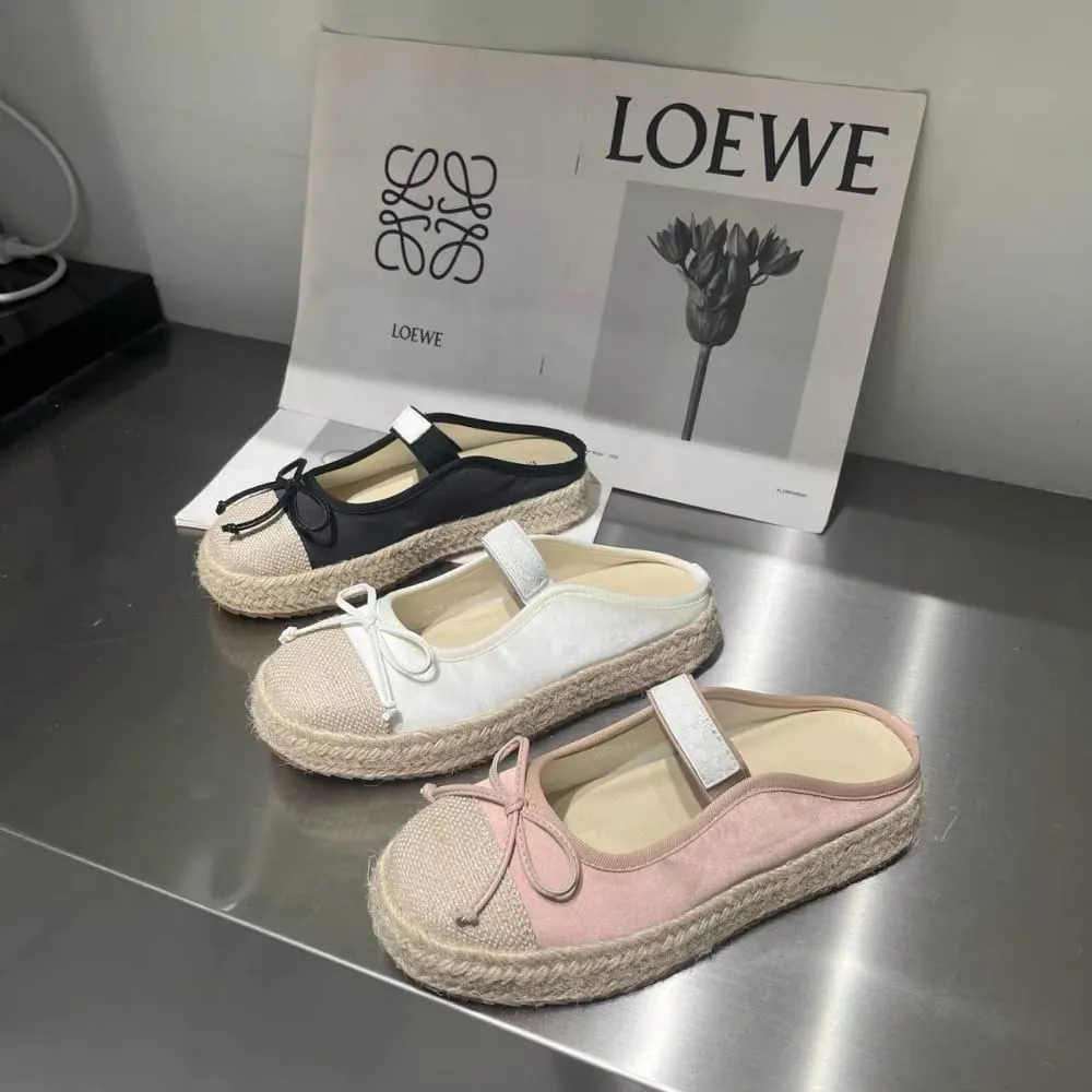 Mary Jane Espadrilles for Women Platform Rattan Sandals Raffia Ballet Flats Backless House Slippers Slip on Mules Lightweight Breathable Low Top Straps Casual Dress Shoes Summer Beach Party Vacation
