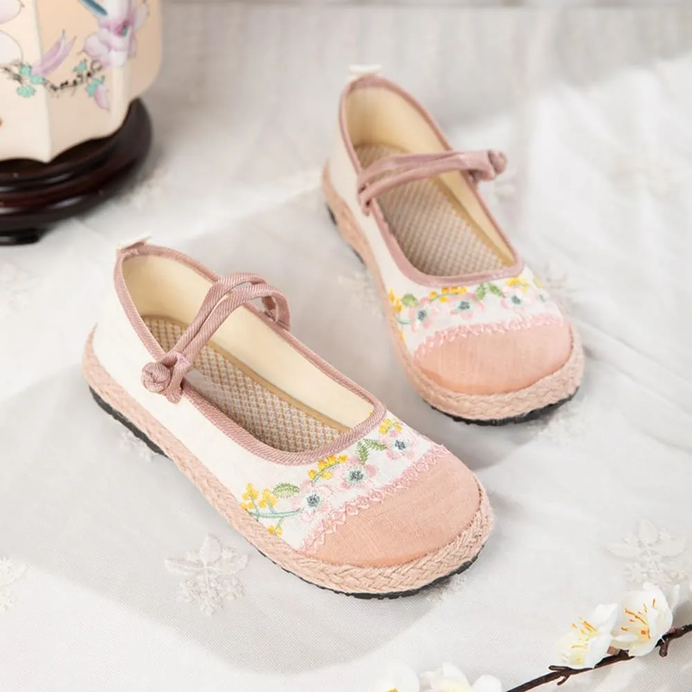 Mary Jane Espadrilles for Women Platform Rattan Sandals Raffia Ballet Flats Slip on House Slippers Casual Dress Shoes Lightweight Breathable Low Top Retro Straps Comfort Walking Slides Indoor Bedroom