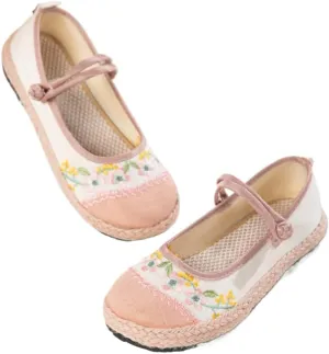 Mary Jane Espadrilles for Women Platform Rattan Sandals Raffia Ballet Flats Slip on House Slippers Casual Dress Shoes Lightweight Breathable Low Top Retro Straps Comfort Walking Slides Indoor Bedroom
