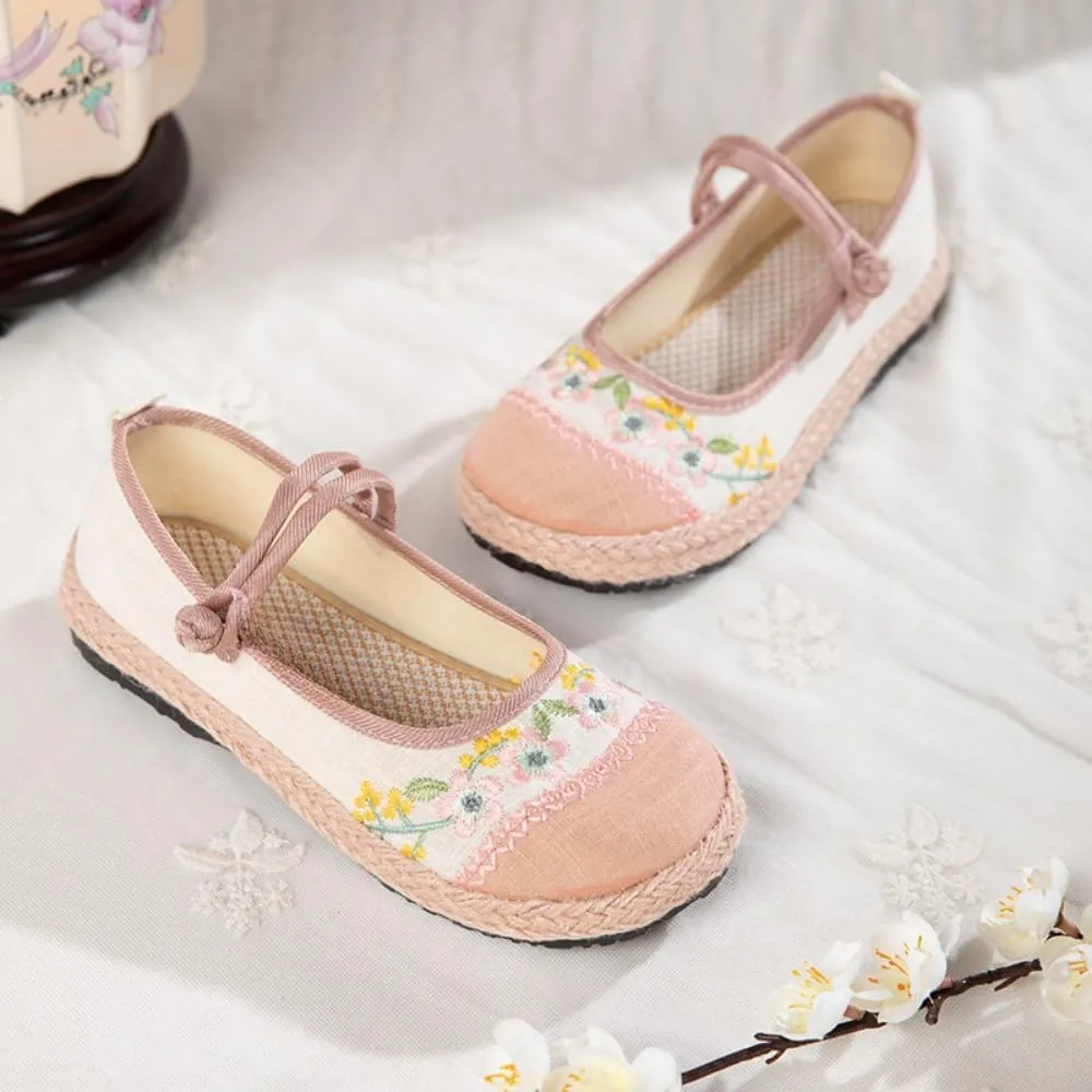 Mary Jane Espadrilles for Women Platform Rattan Sandals Raffia Ballet Flats Slip on House Slippers Casual Dress Shoes Lightweight Breathable Low Top Retro Straps Comfort Walking Slides Indoor Bedroom