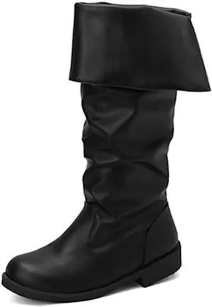Medieval Pirate Boots British Renaissance Style Cosplay Costumes Accessories Knight Boots Western Cowboy Boots PU Leather Retro Men Goth Shoes(US 14.5, Black)