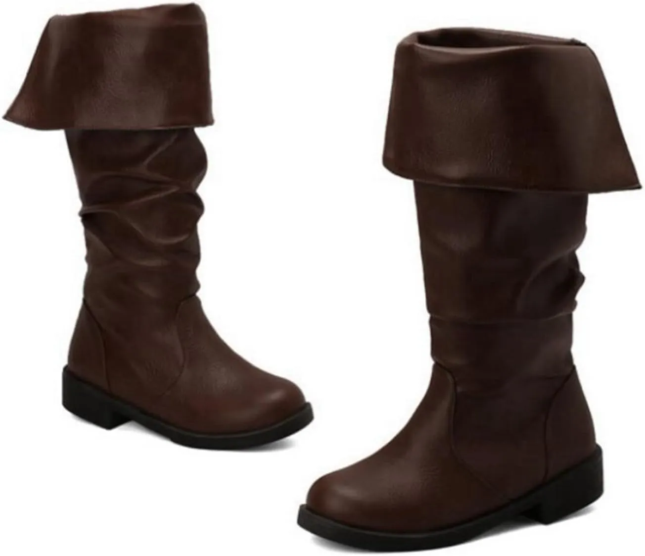Medieval Pirate Boots British Renaissance Style Cosplay Costumes Accessories Knight Boots Western Cowboy Boots PU Leather Retro Men Goth Shoes(US 14.5, Black)