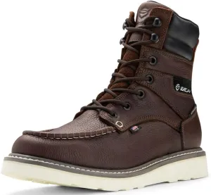 Men 8" Waterproof Soft Toe Work Boots,EH Construction Industrial Leather Lace Up Moc Toe Safety Work Boot, Oil/Slip Resistant Comfortable Wedge Outsole,Goodyear Welt,zapatos de trabajo para hombre