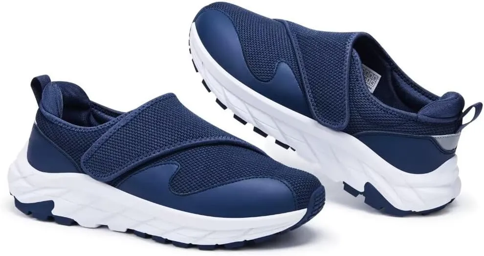 Men Diabetic Shoes Wide Width Shoes with Adjustable Closure for Swollen Feet Non-Slip Air Cushion Bottom Sneakers