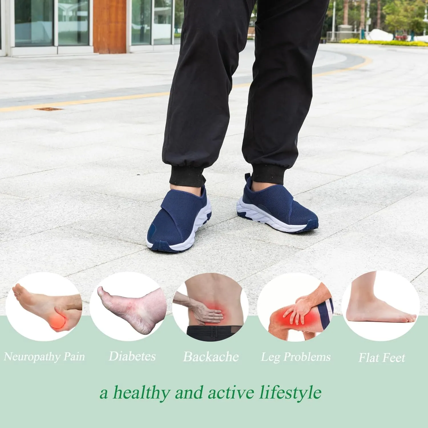 Men Diabetic Shoes Wide Width Shoes with Adjustable Closure for Swollen Feet Non-Slip Air Cushion Bottom Sneakers