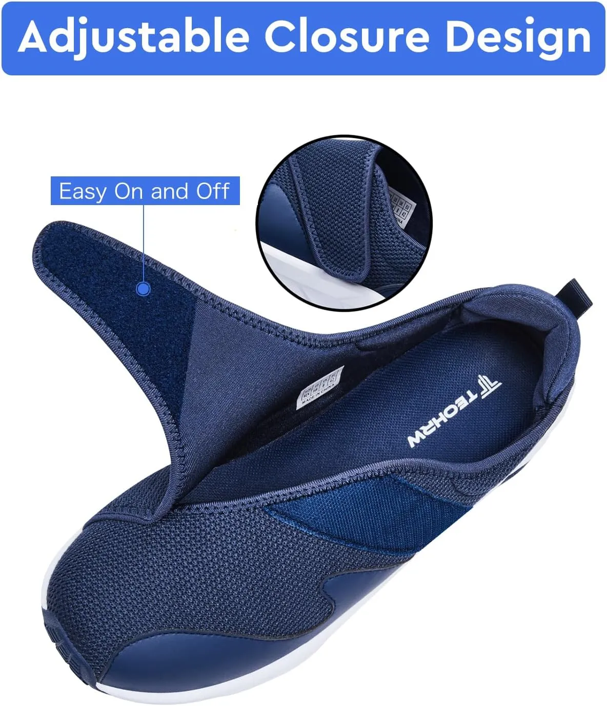 Men Diabetic Shoes Wide Width Shoes with Adjustable Closure for Swollen Feet Non-Slip Air Cushion Bottom Sneakers