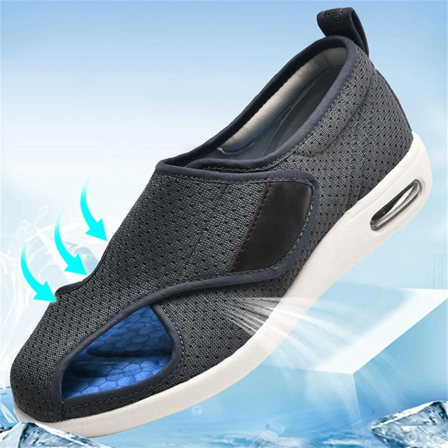 Men Orthopedic Diabetic Shoes, Mens Summer Easy Closure Open Toed Diabetic Shoes, Adjustable Open Toe Surgical Orthopaedic Sandals, for Diabetic Edema Swollen Feet
