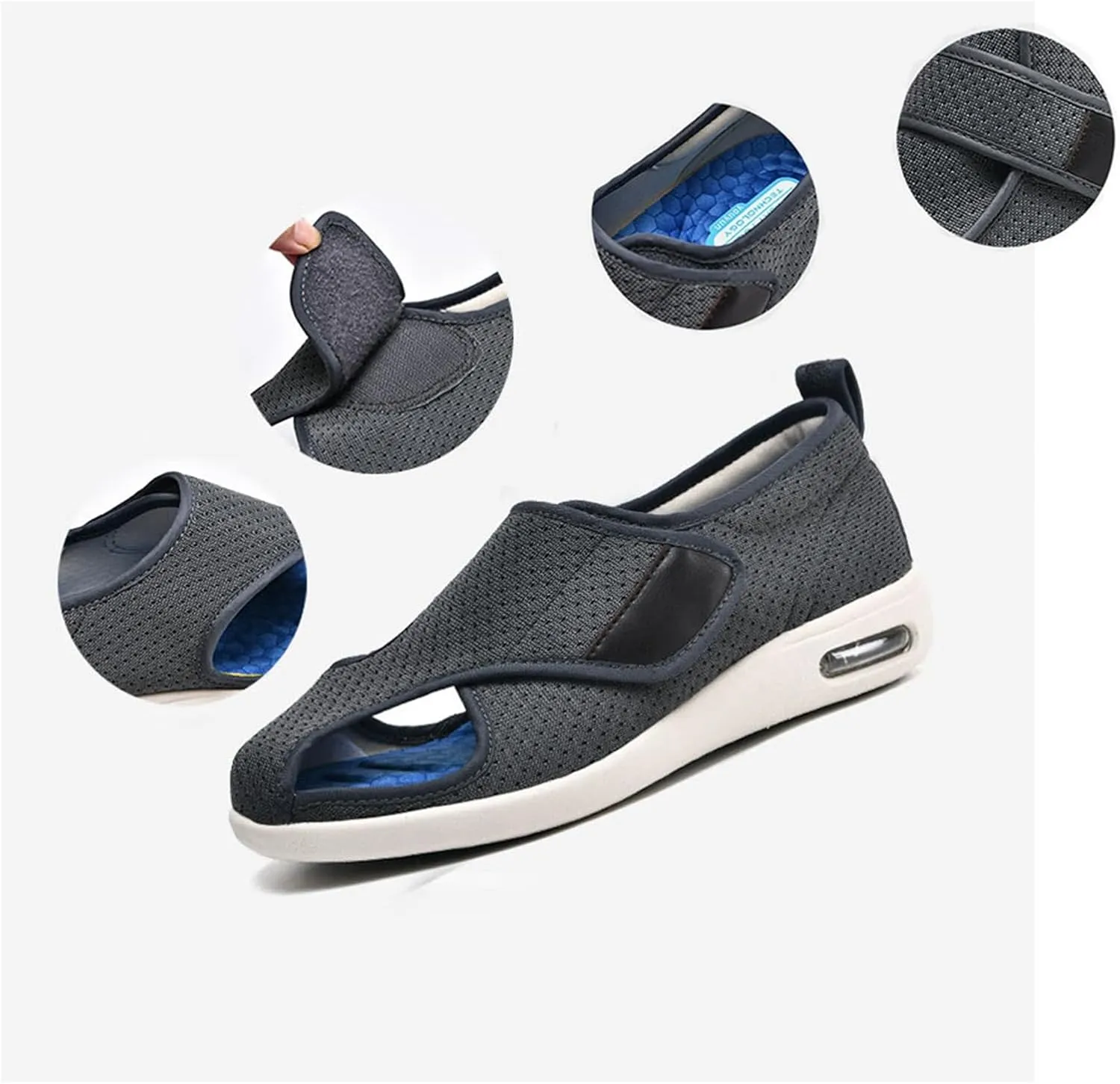 Men Orthopedic Diabetic Shoes, Mens Summer Easy Closure Open Toed Diabetic Shoes, Adjustable Open Toe Surgical Orthopaedic Sandals, for Diabetic Edema Swollen Feet
