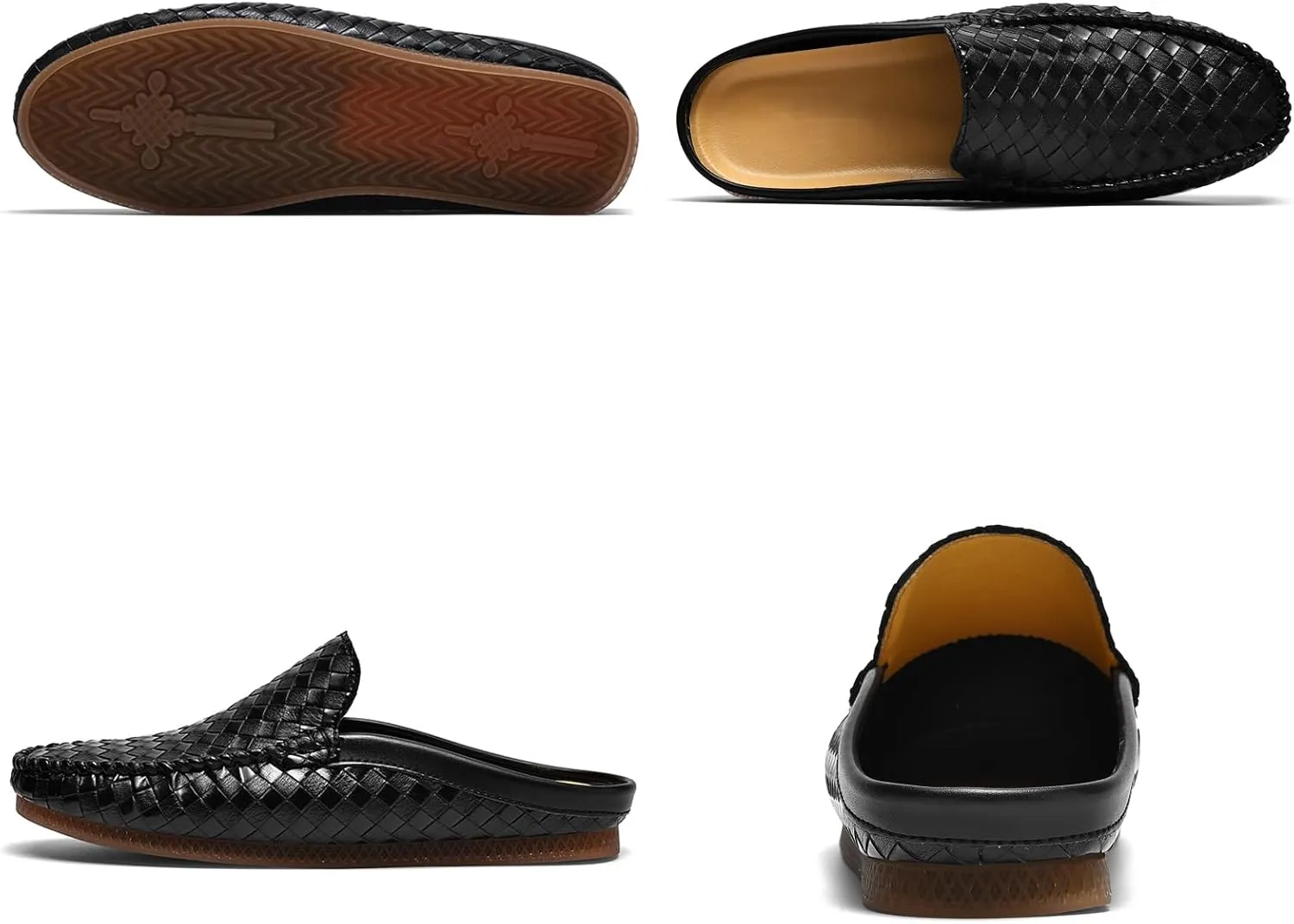 Men's Baotou Leather Printing Moccasins Mules Simple Comfortable Slip On Round Closed Toe Flat Slingback Walking Loafers for Work, Vacation, Beach, Shopping