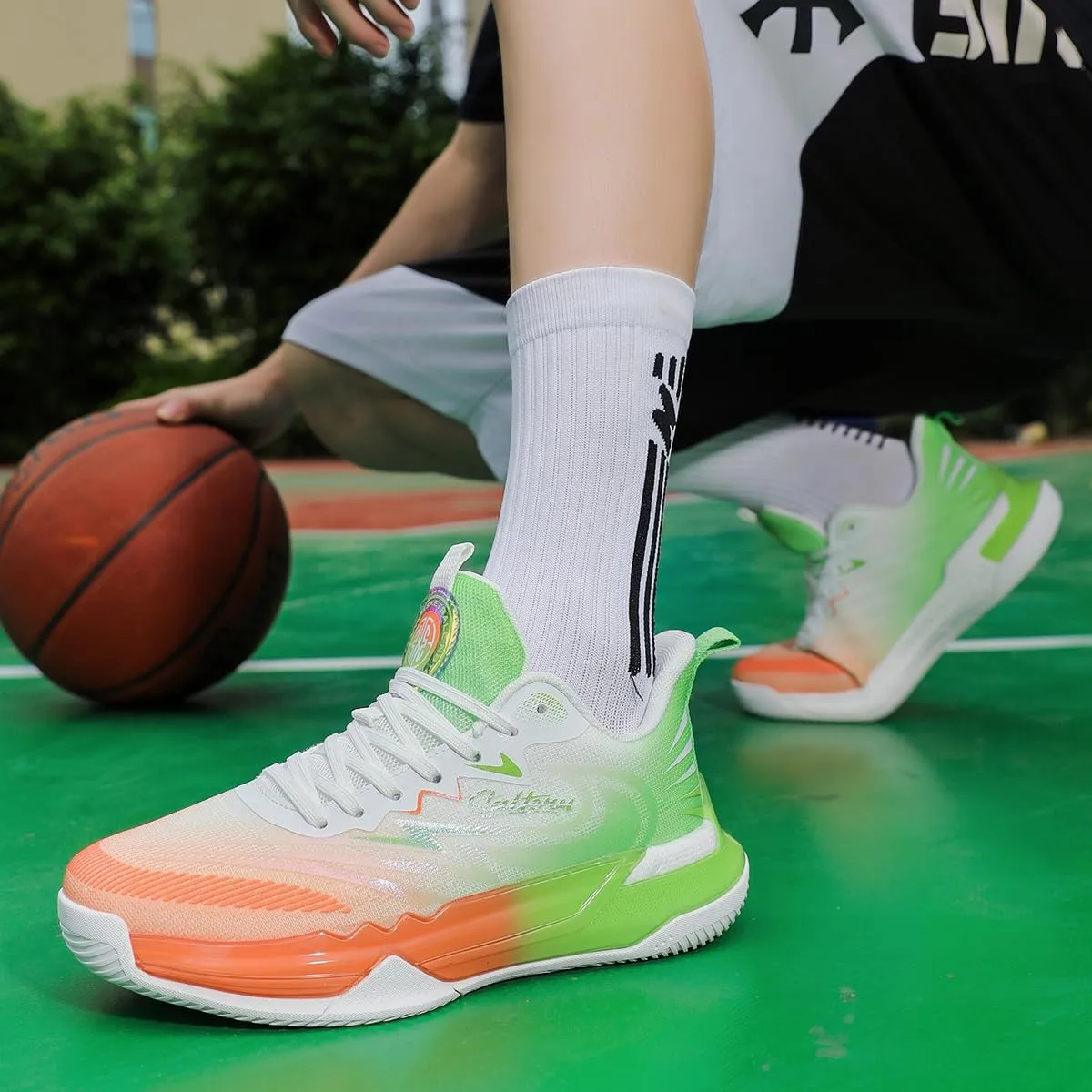 Men's Basketball Shoes Fashion Breathable Sneakers Comfortable Leightweight Running Athletic Lace-Up Non Slip Sport Outdoor Shoe